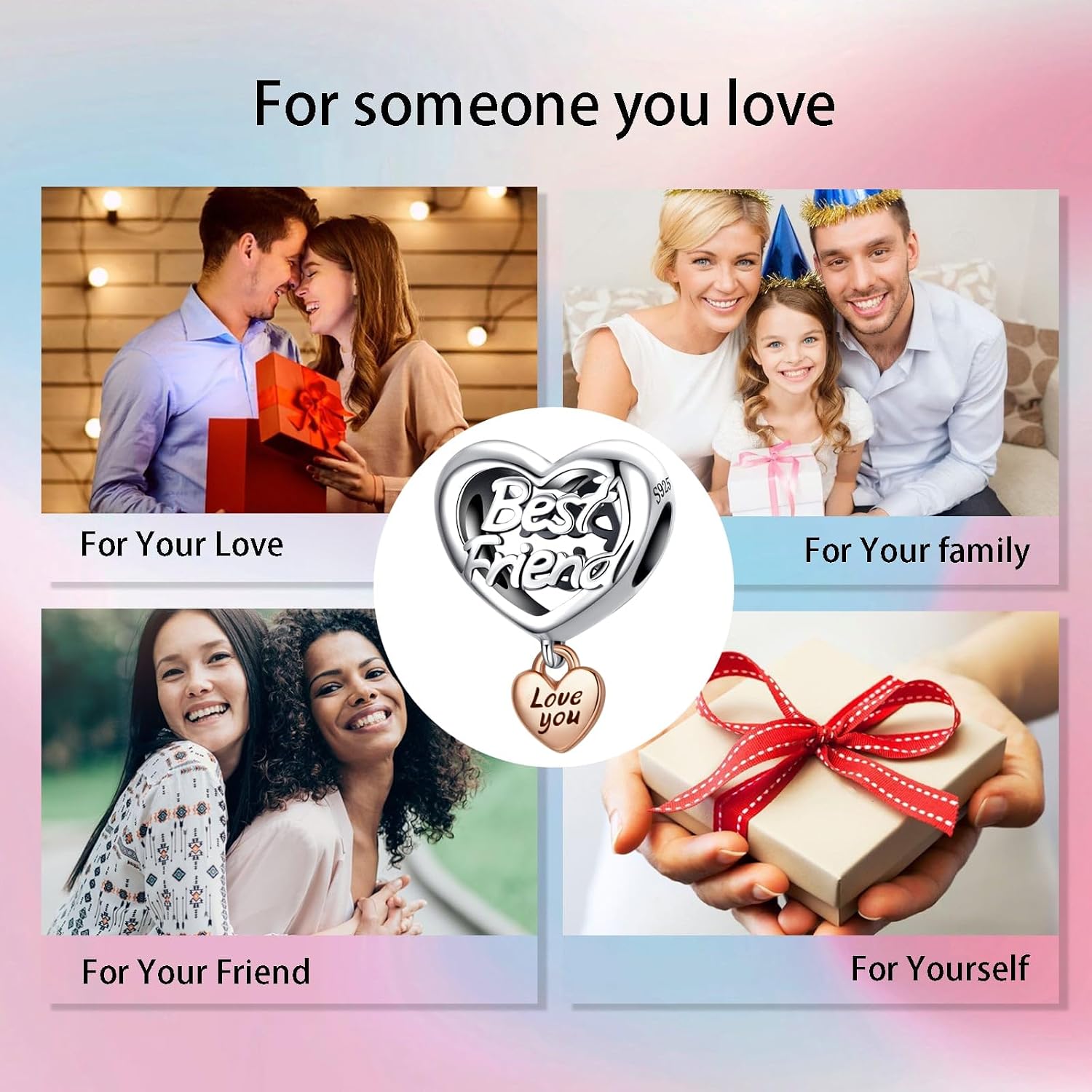 Thumbnail 6 de Alstiva Charm Familie Freundschaft Liebe Silber