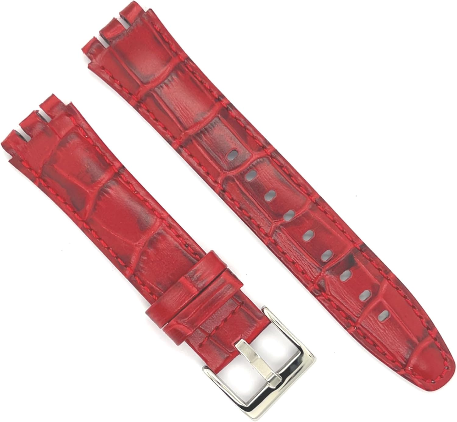 Thumbnail 6 de diloy Leder-Uhrenarmband Croco grain 21–23 mm (kompatibel mit Swatch Irony & Scuba) – Ref 328
