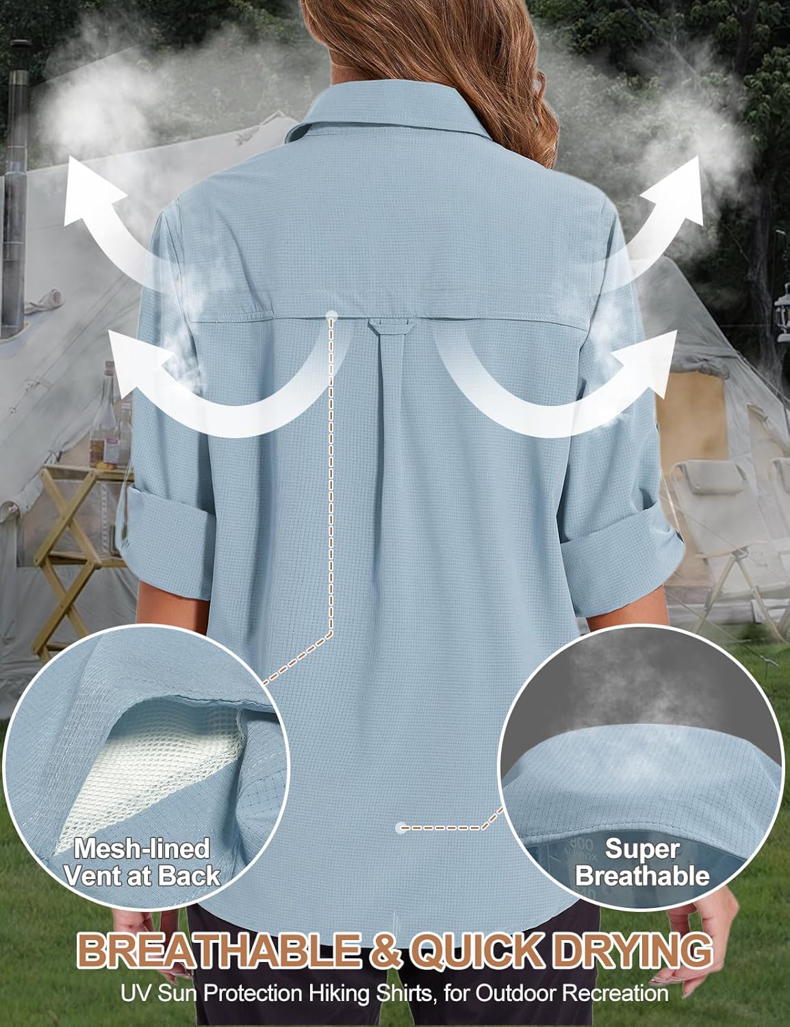 Thumbnail 2 de Tuopuda Camicia Donna Estiva UPF 50+ – Camicetta protezione solare con maniche lunghe, traspirante per attività all’aperto