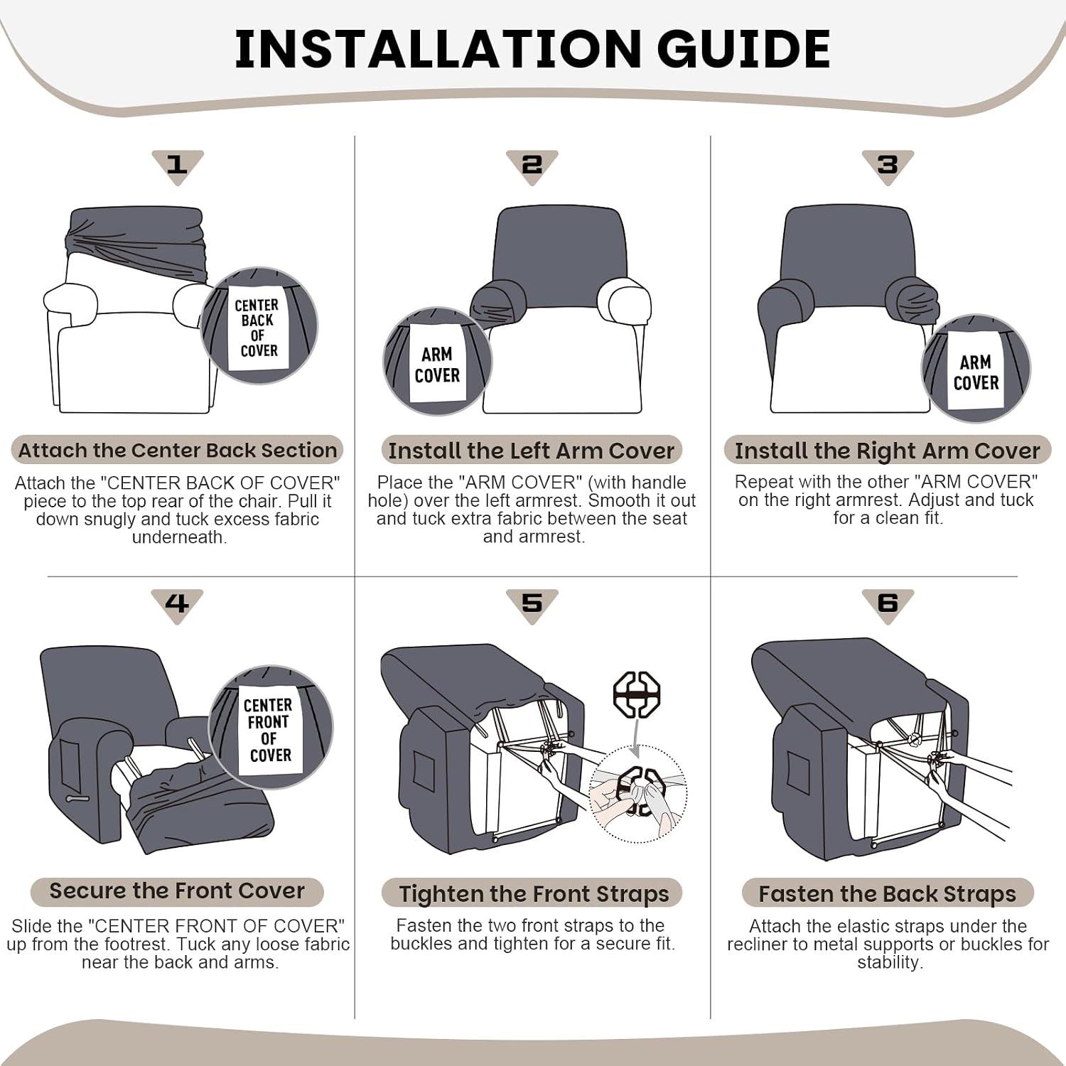 Detalle de VANSOFY Recliner Chair Cover, 4-Piece