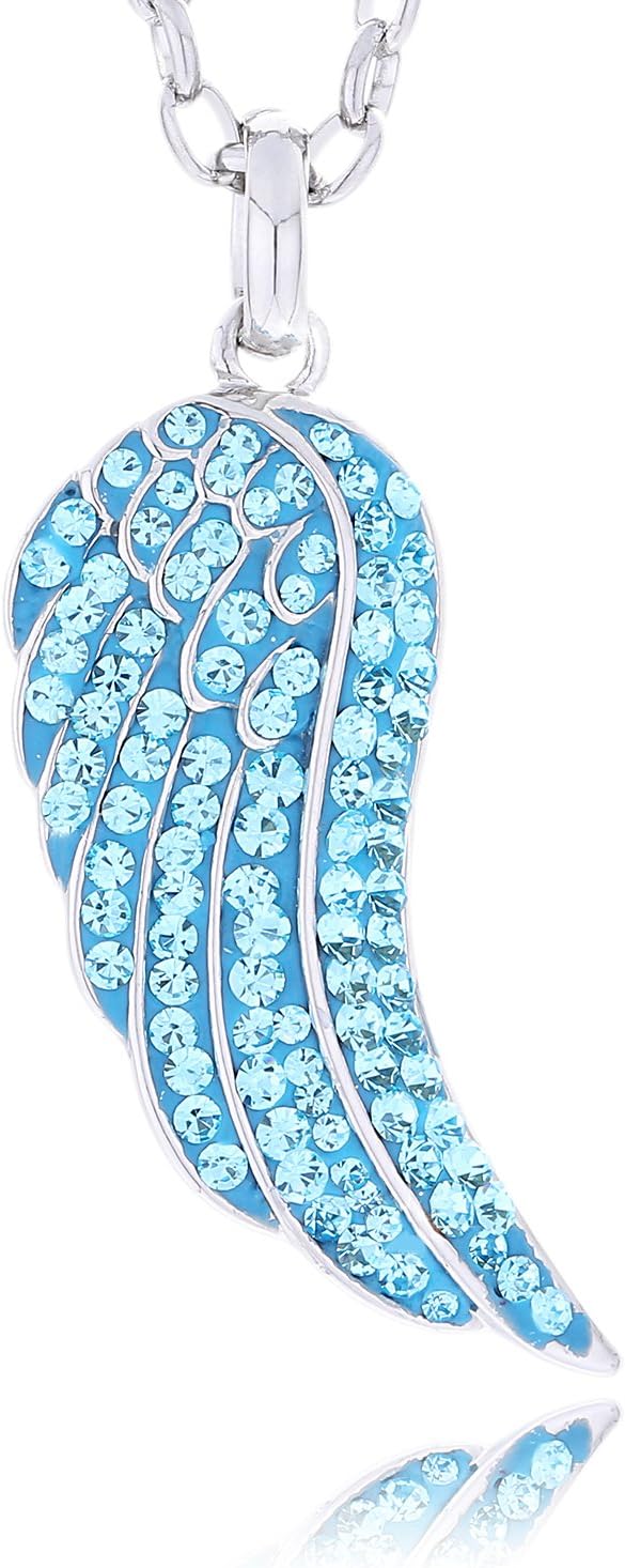 Detalle de Morella Collana Donna con Ali di Angelo e zirconi in acciaio inox – 70 cm + estensione