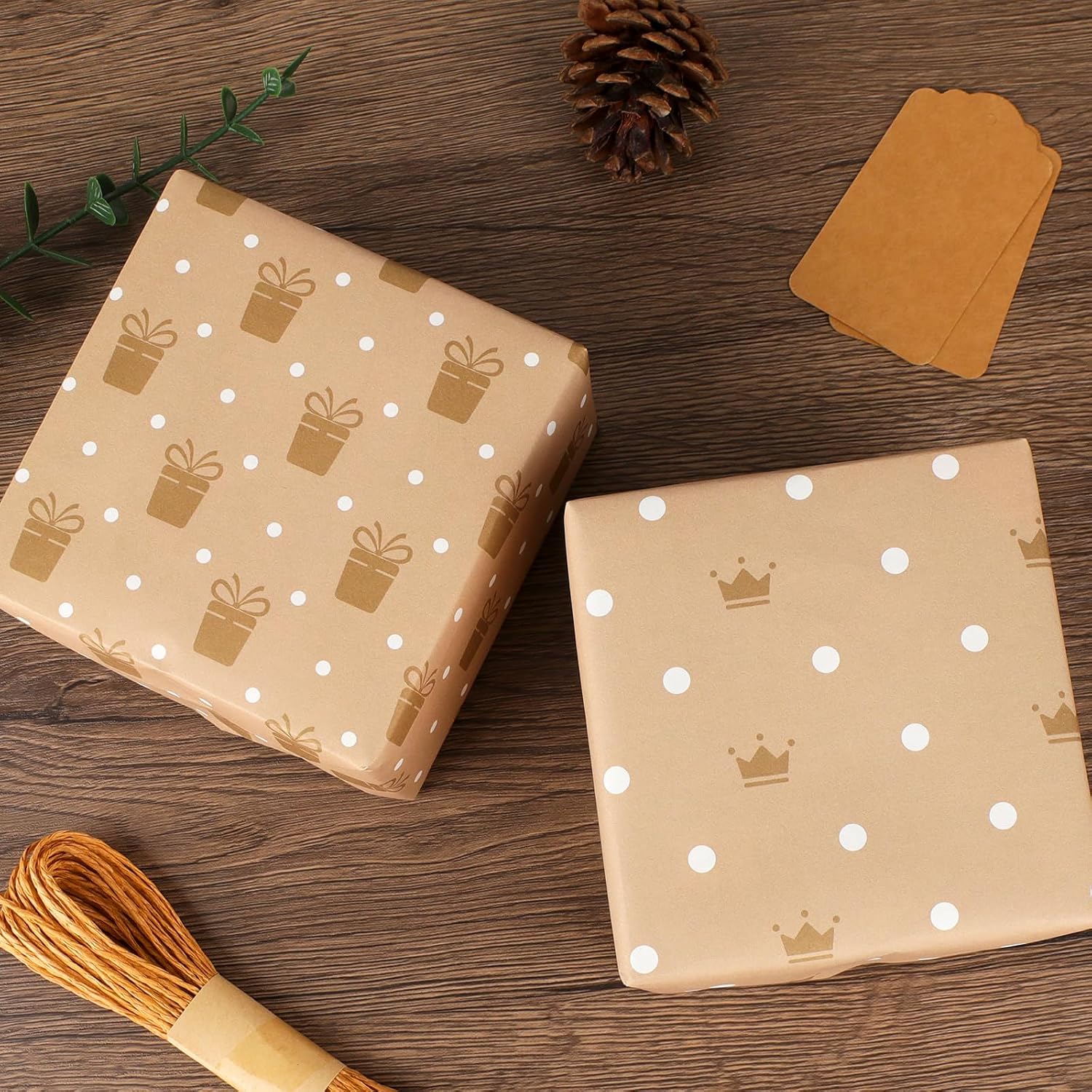 Detalle de ZCOINS vintage kraft cadeaupapier set, 8 vellen van 50 x 70 cm met 8 dessins
