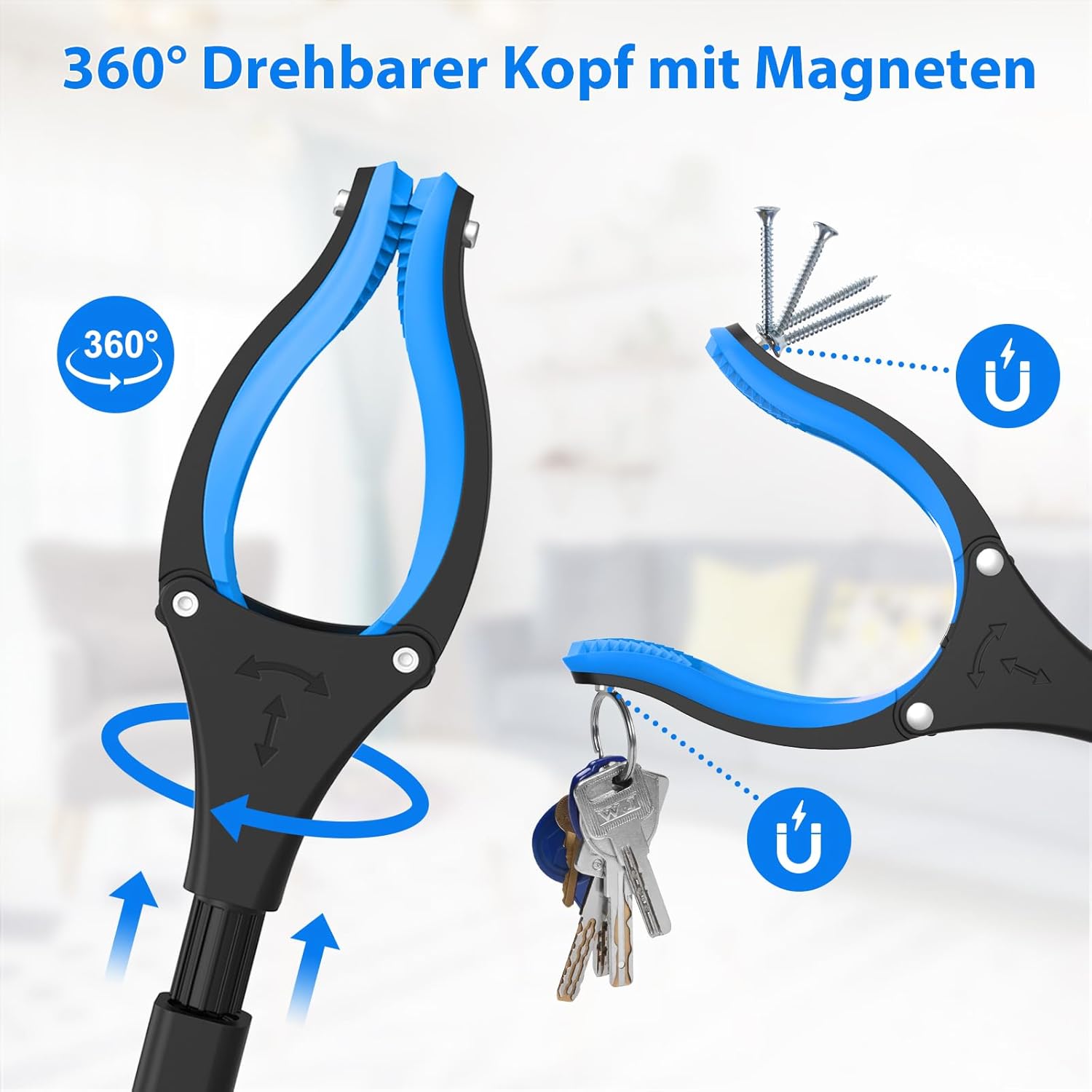 Thumbnail 4 de 91 cm Greifzange für Senioren – faltbar, mit 360° Drehkopf und starkem Griff