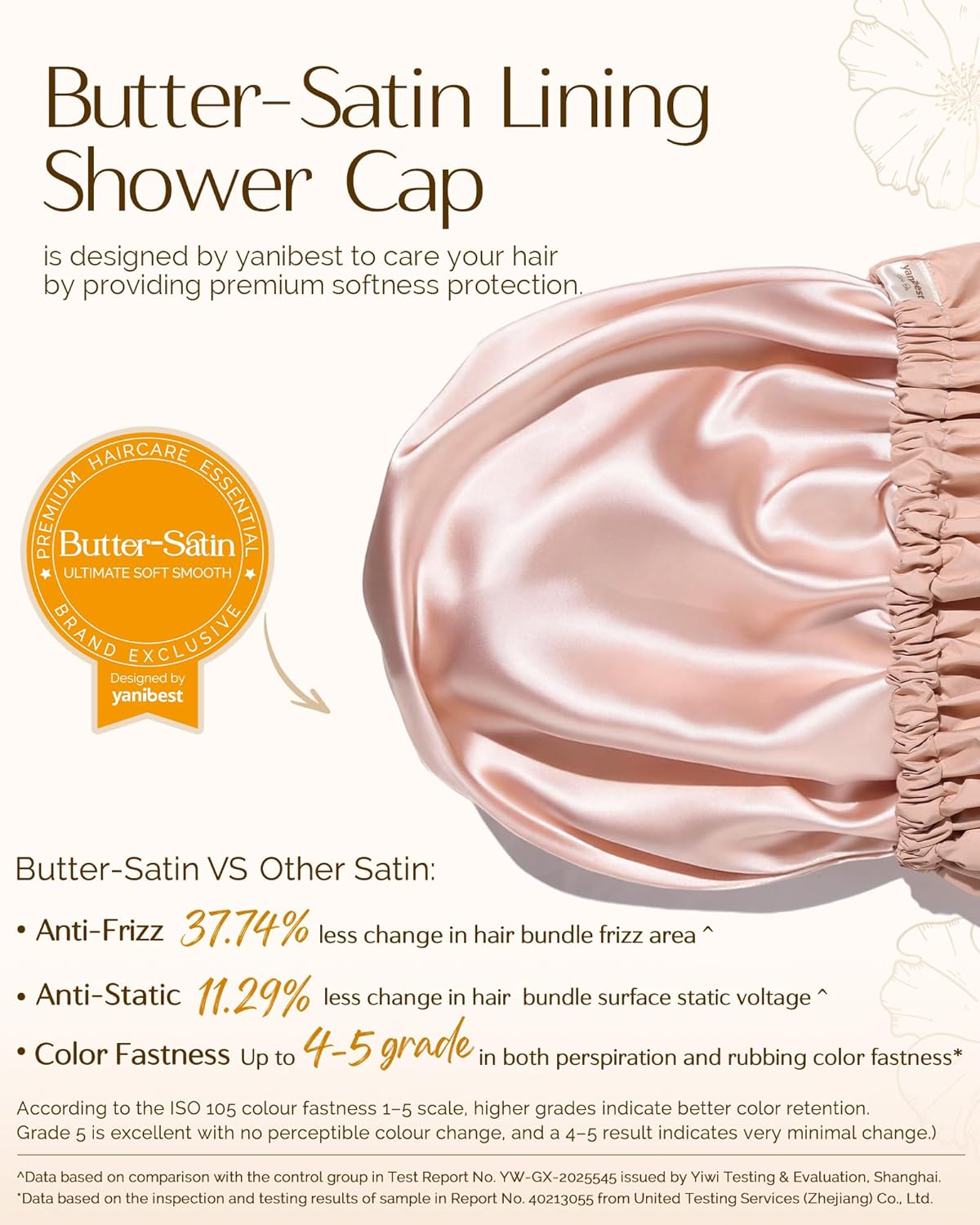 Thumbnail 2 de Yanibest Satin Lined Shower Cap for Women – Large, Reusable Waterproof Cap with Soft Elastic Band (Peachy Pink)