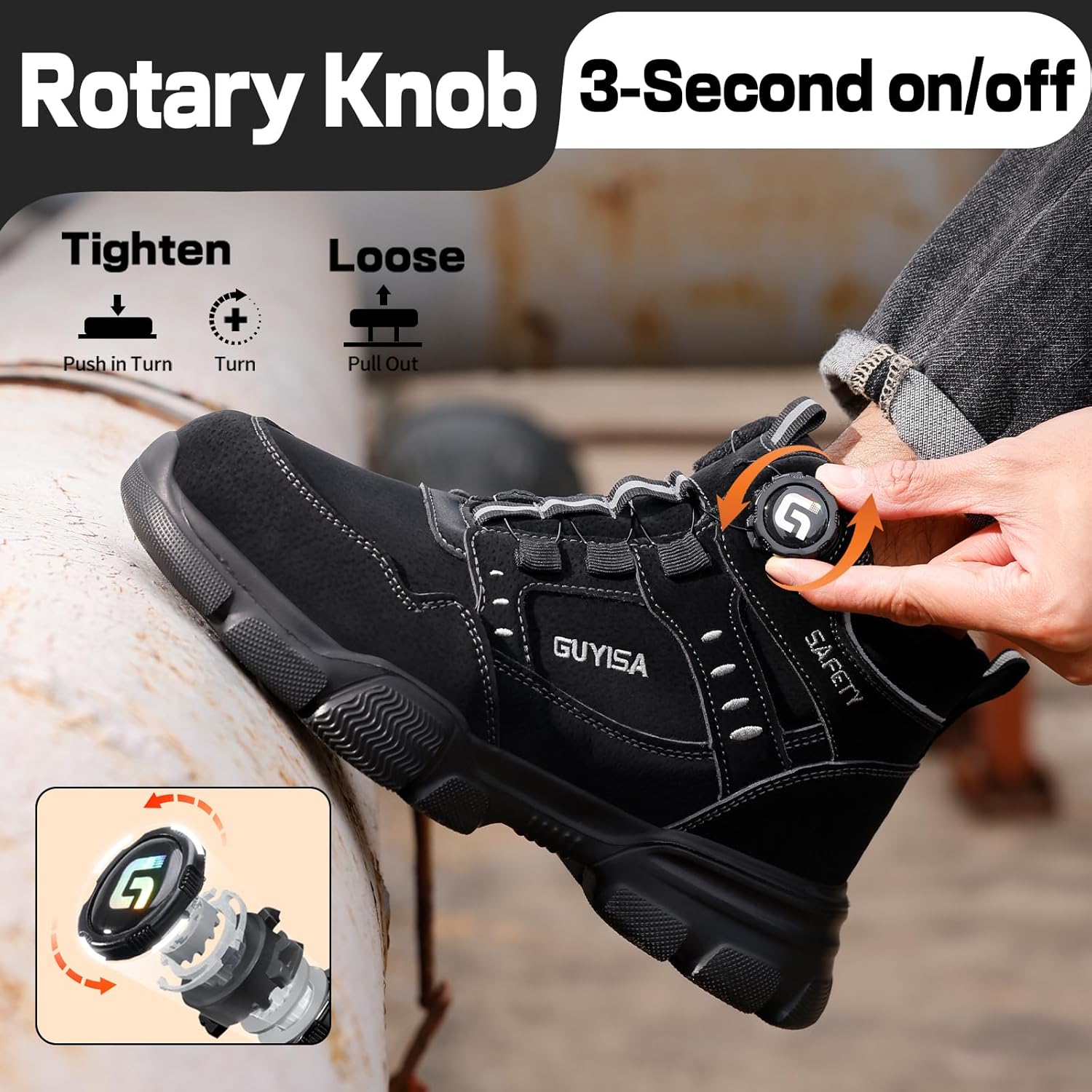 Thumbnail 4 de GUSAYEX Work Boots: Steel Toe, Kevlar Midsole and Rotation-Lace Design for Men and Women