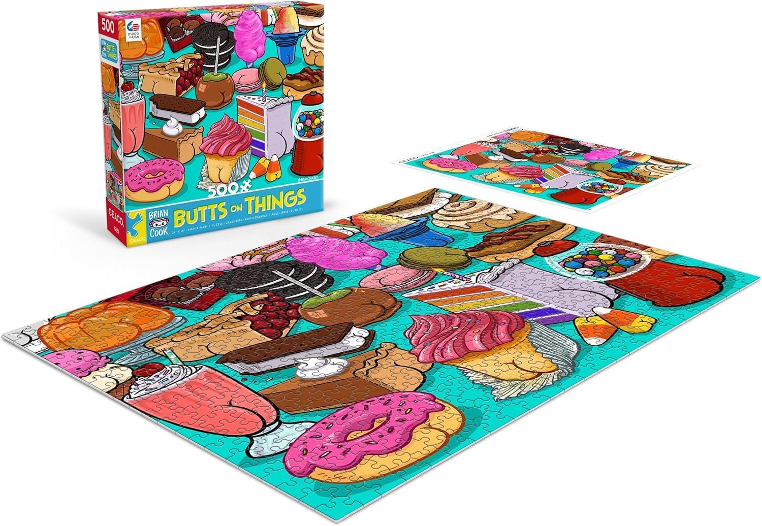 Detalle de Ceaco Brian Cook Butts on Things Sweet Cheeks 500-Piece Jigsaw Puzzle
