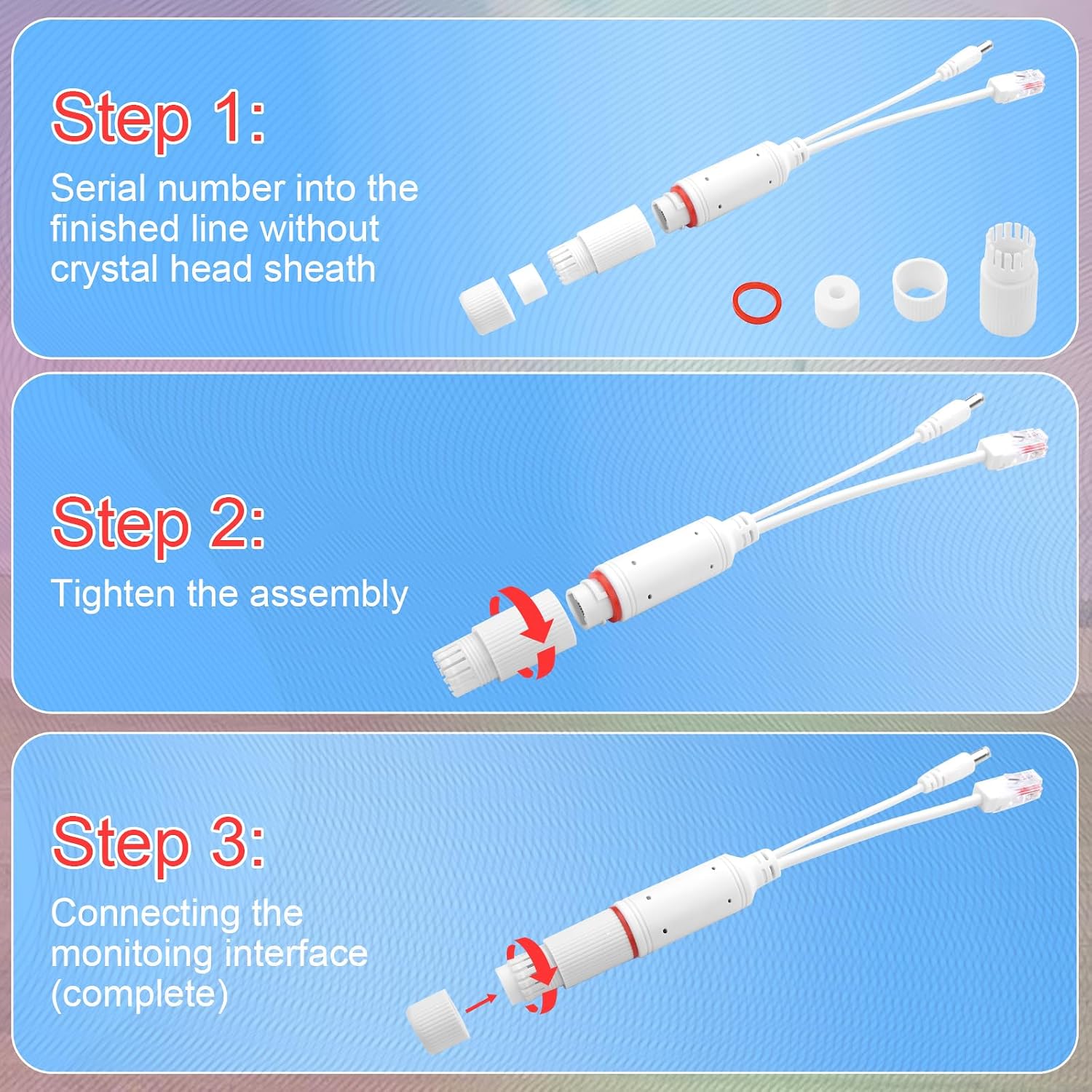Detalle de TIENFOKOTA PoE Splitter 48V to 12V IP55 Waterproof (2-Pack) for IP Cameras