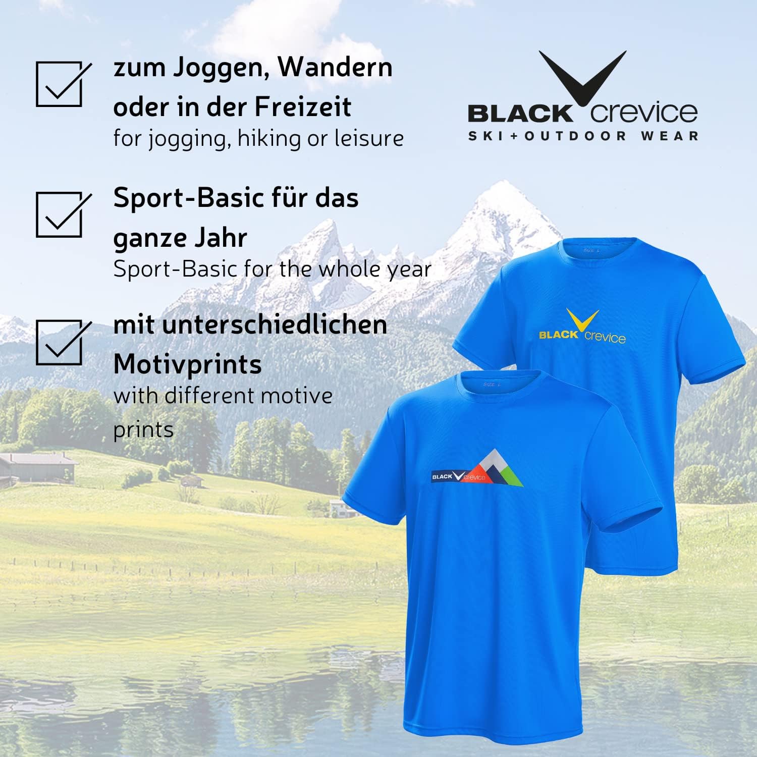 Detalle de Black Crevice T-Shirt Uomo Funzionale: maglietta sportiva traspirante per fitness e tempo libero