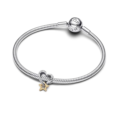 Detalle 2 de Pandora Moments Lucky Star & Herz Charm aus Sterling Silber mit vergoldeter Legierung – 763513C00