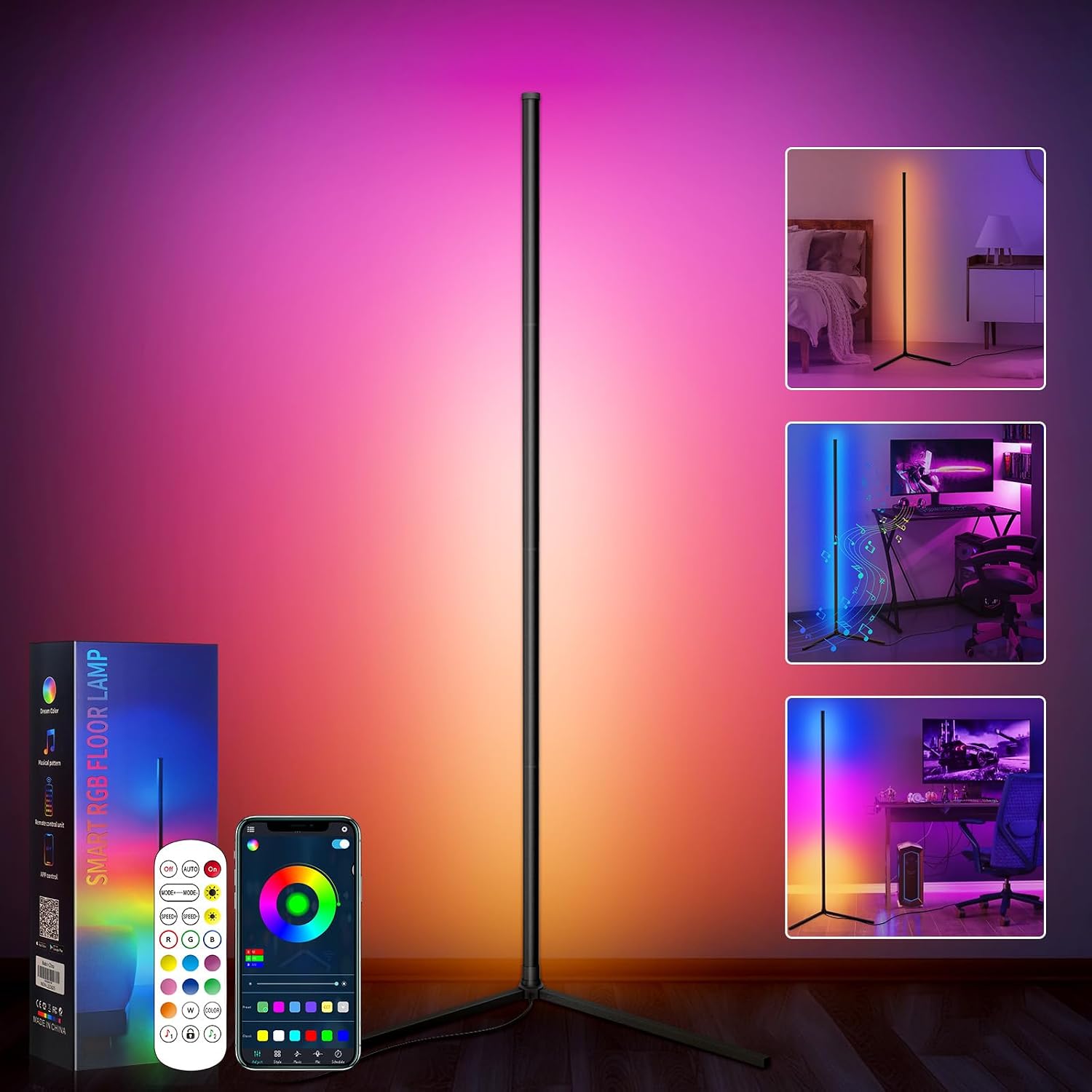 Detalle de CS COSDDI LED Floor Lamp: Smart RGB Corner Lamp