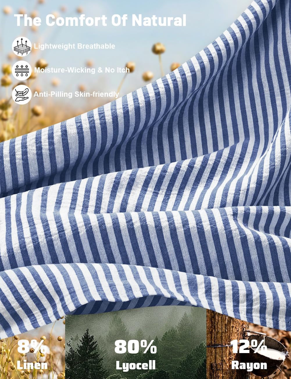 Detalle 1 de TARSE Women's Striped Pants, Linen Blend
