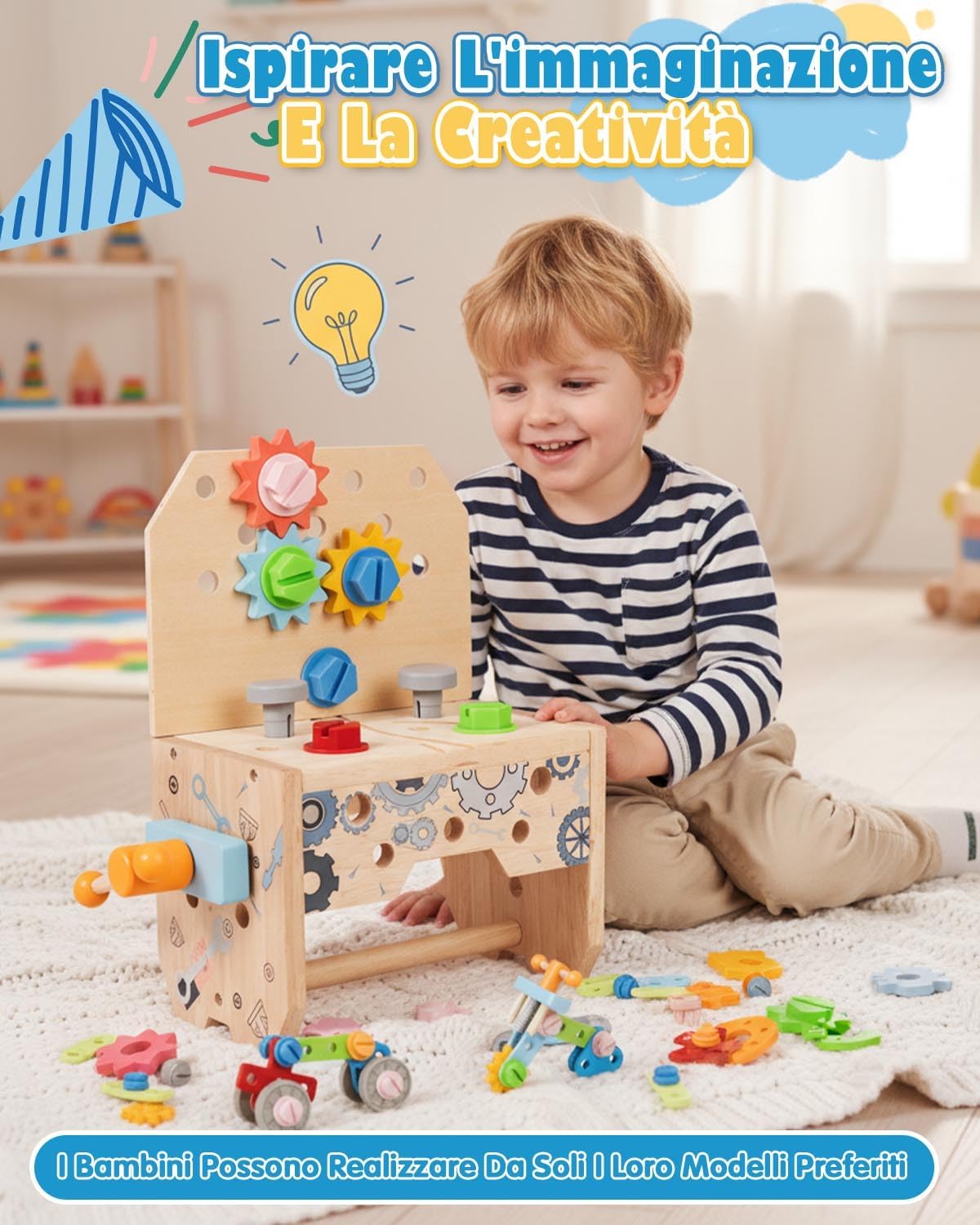 Thumbnail 4 de Onalix Set Attrezzi in Legno Montessori 50 pezzi per bambini 🧩