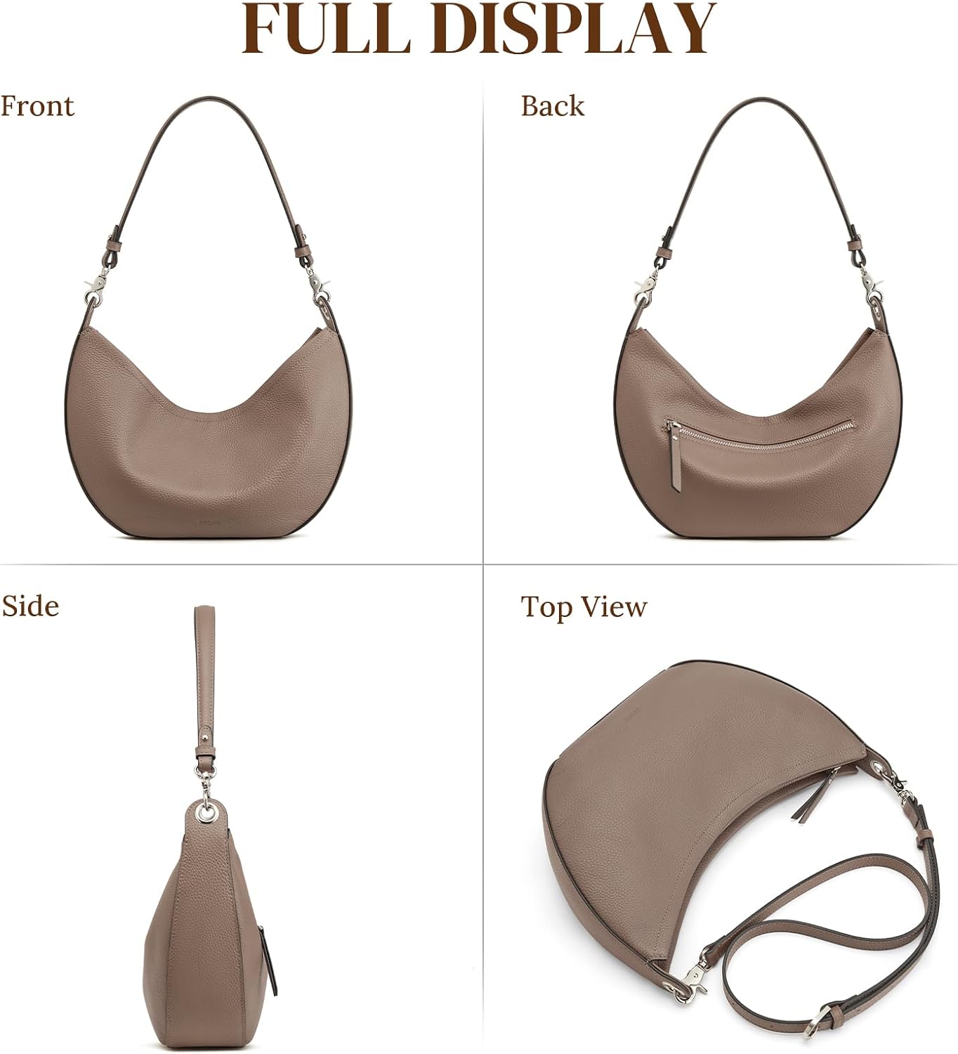 Thumbnail 6 de S-ZONE Soft Genuine Leather Hobo Shoulder Crossbody Bag for Women