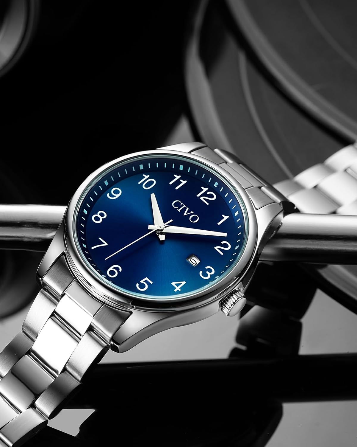 Thumbnail 6 de CIVO Herren-Armbanduhr mit großem Ziffernblatt, Edelstahlband und Datumsanzeige – Ruhestand & Geschenkideen