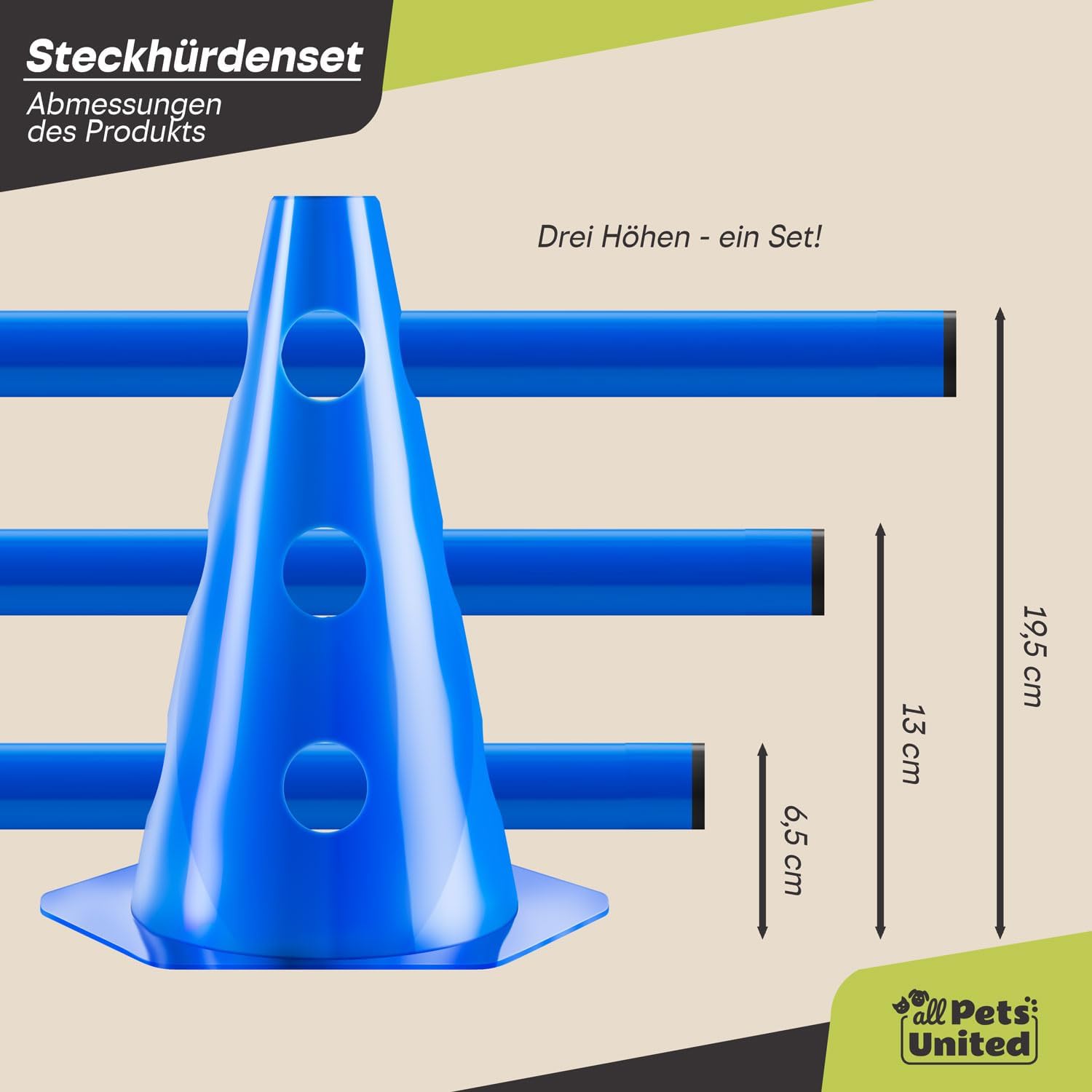 Detalle 2 de all Pets United® Steckhürden-Set für Hunde (Agility Trainingszubehör) – 4 Sets mit Stange und Hütchen