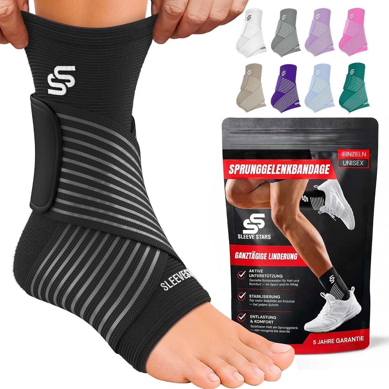 Sleeve Stars Sprunggelenkbandage – Knöchelschutz mit verstellbarem Stützriemen von SS SLEEVE STARS