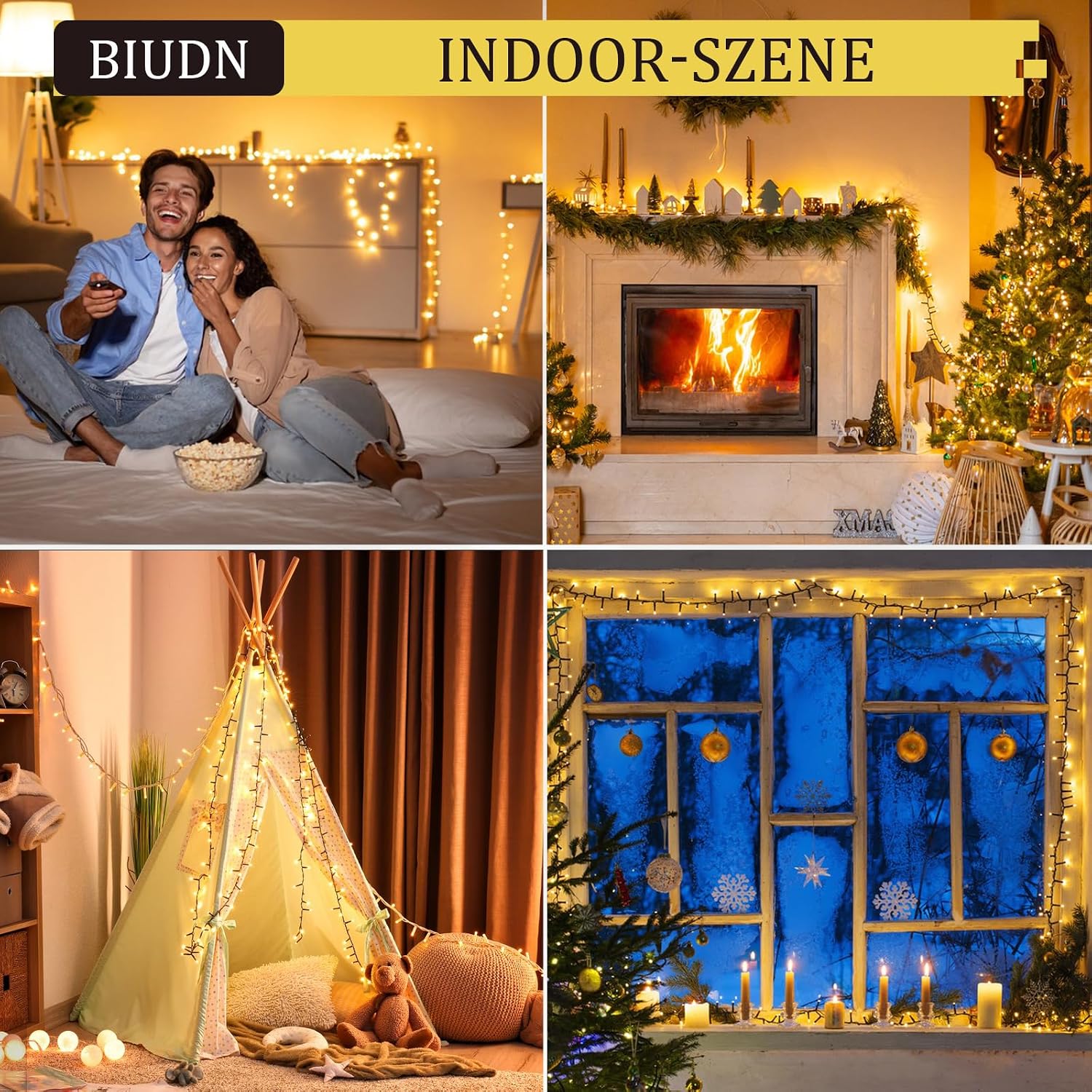 Thumbnail 6 de BIUDN 1500LED Lichterkette für außen & innen (75 m) warmweiß mit 8 Modi, Dimmer/Timer und IP44