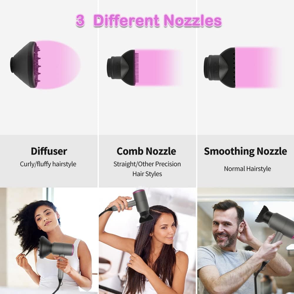 Thumbnail 5 de CASAMAA Ionen-Haartrockner mit AC-Motor, 2 Geschwindigkeiten, 3 Heizstufen und Kaltlufttaste – grau