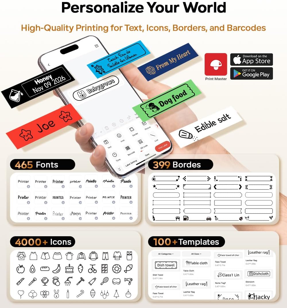 Thumbnail 3 de Phomemo P12 Label Maker: 2026 Bluetooth Inkless 3-in-1 Label Printer