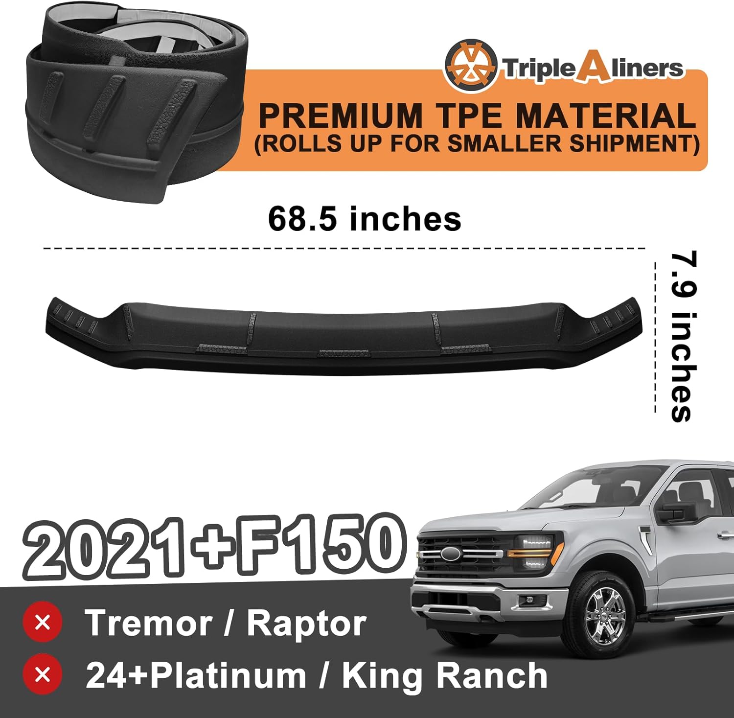 Thumbnail 3 de TripleAliners TPE Hood Deflector for 2021–2025 Ford F-150 (Not for Tremor/Raptor, Platinum/King Ranch 2024+)