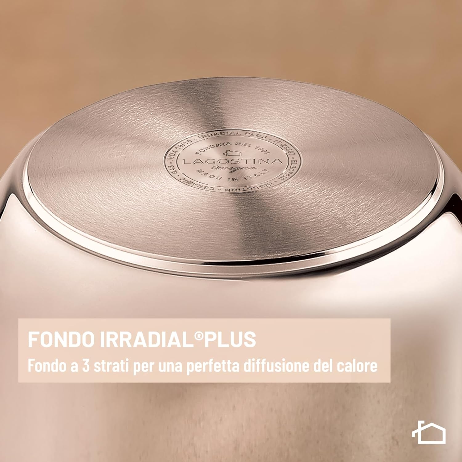 Detalle de Lagostina Mia pentola a pressione da 7 L in acciaio inox 18/10 Ø 22 cm (induzione e gas) con coperchio ad apertura facilitata