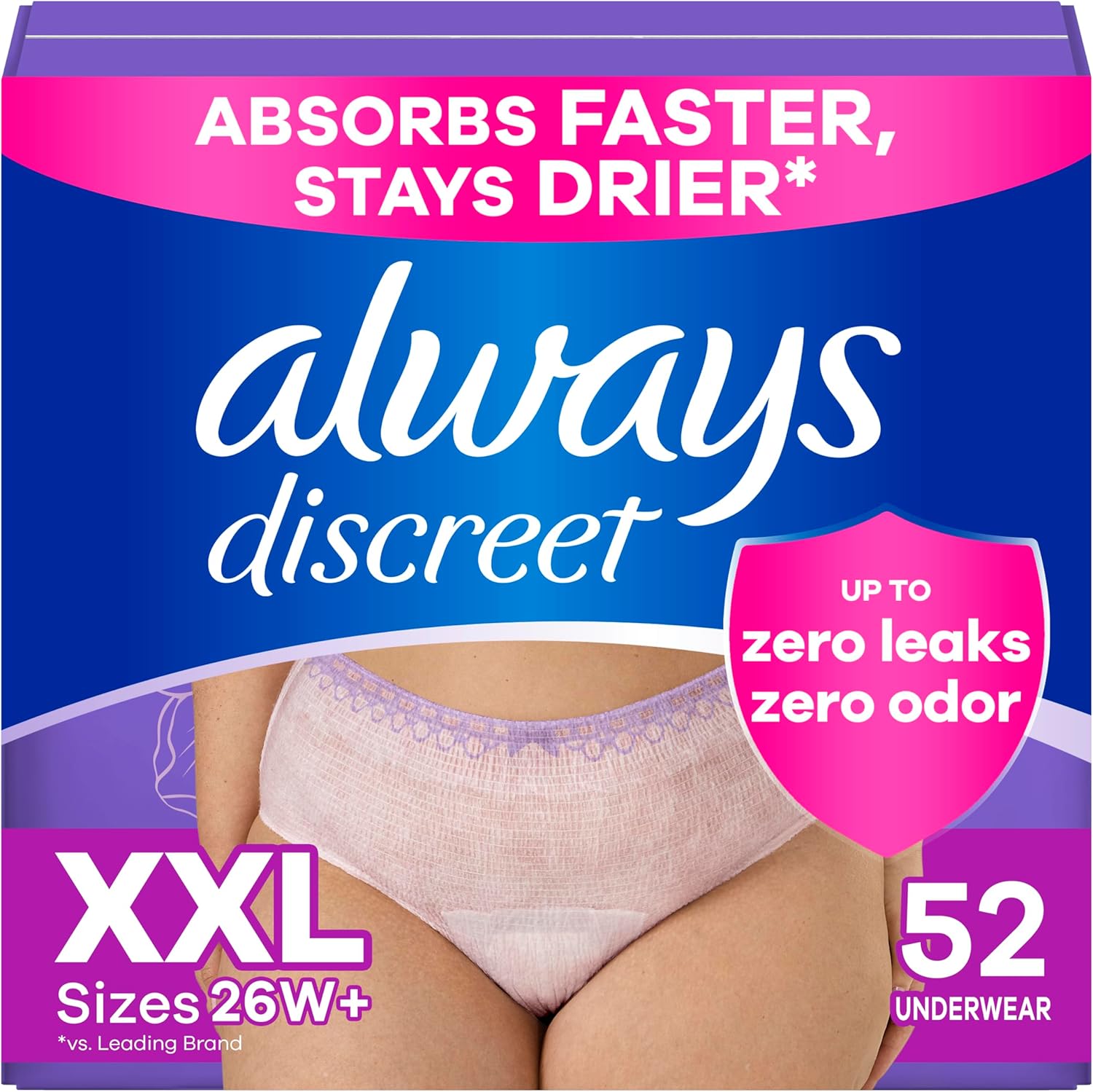 Always Discreet XXL Adult Incontinence Underwear, 52 pcs 🩲