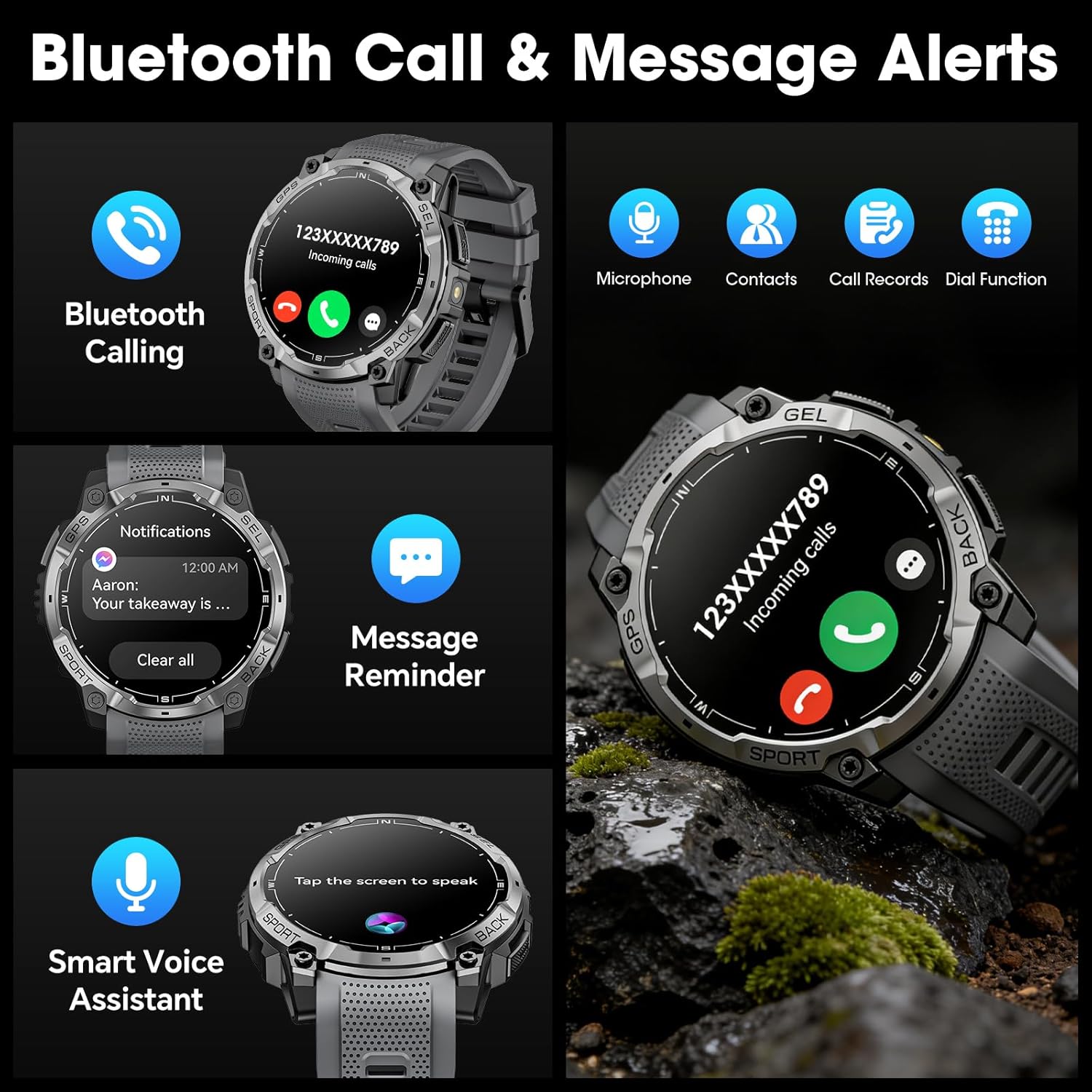 Thumbnail 3 de Joautrial Military Smart Watch for Men with GPS and 1.43" AMOLED