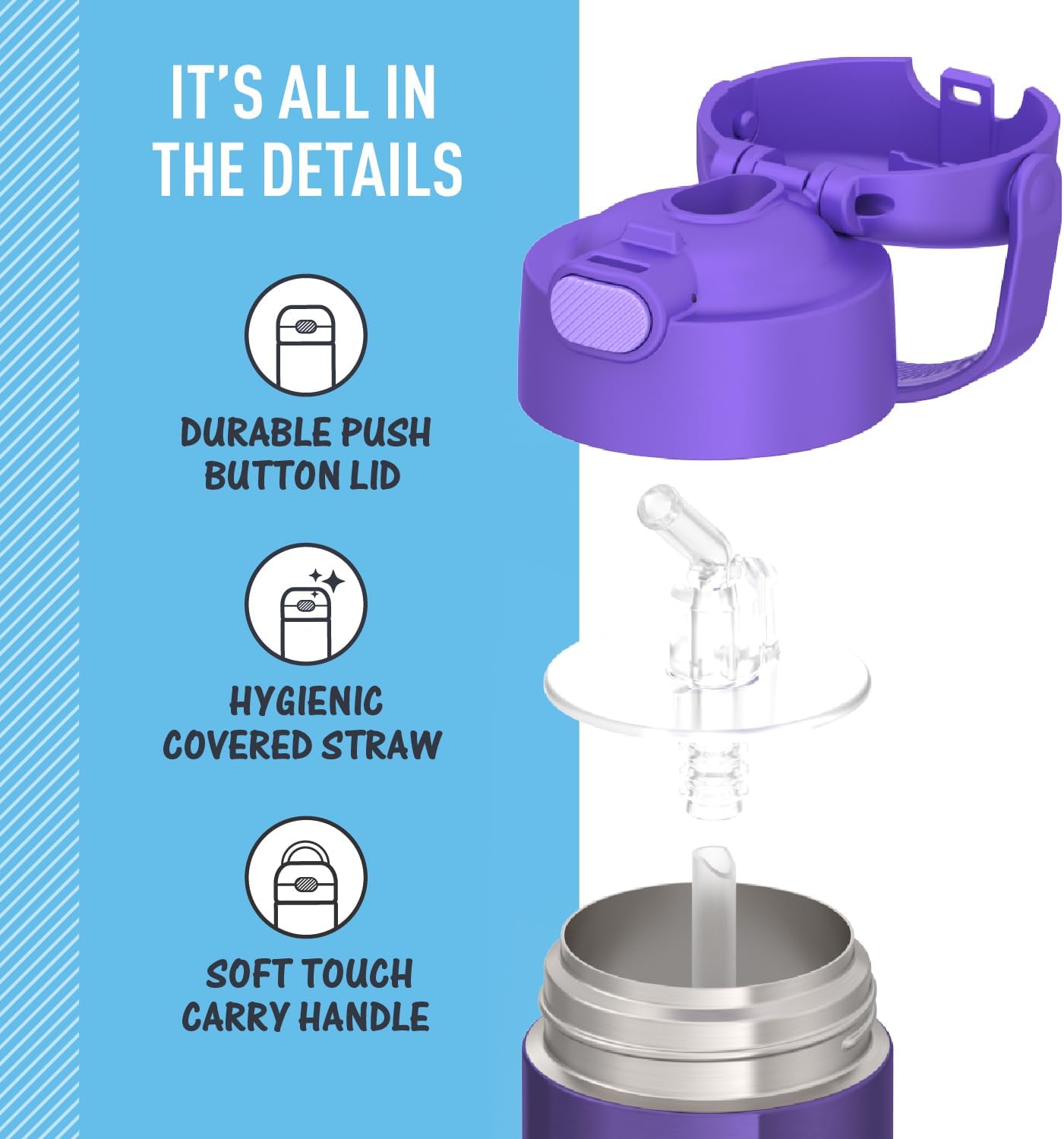 Detalle de FUNTAINER Kids Water Bottle, 12 Ounce
