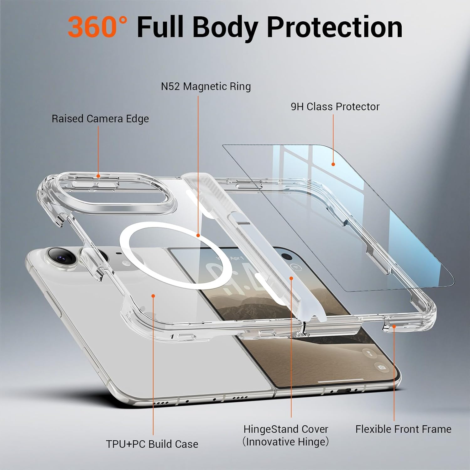 Detalle 2 de Ratcase XFZJ-IPDuo-Clear stand iPhone Duo Case with MagSafe, Stand & Screen Protector