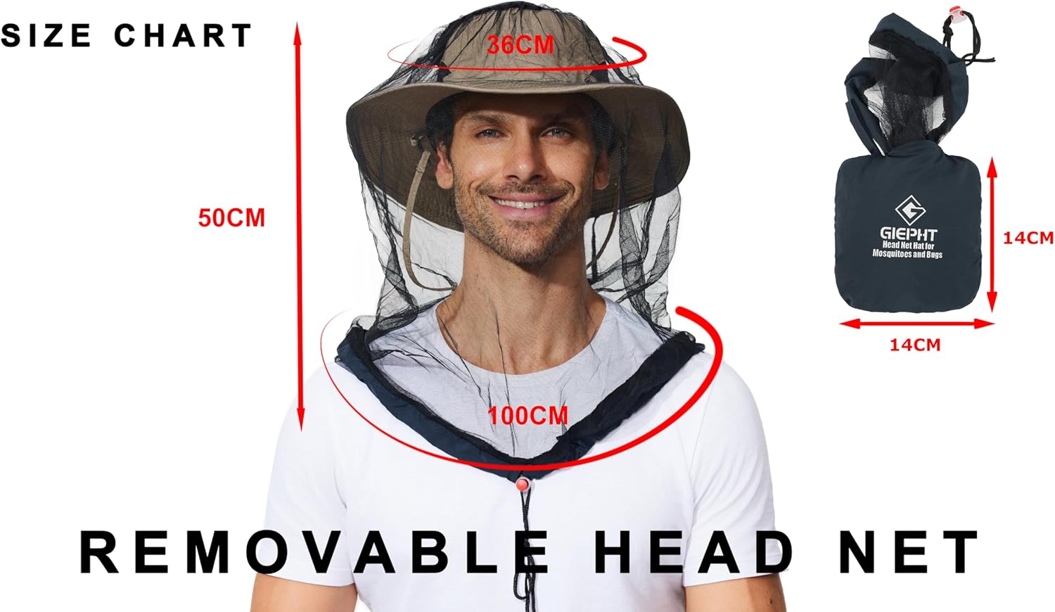 Thumbnail 1 de 2-Pack Mosquito Head Net Mesh for Hiking & Outdoors