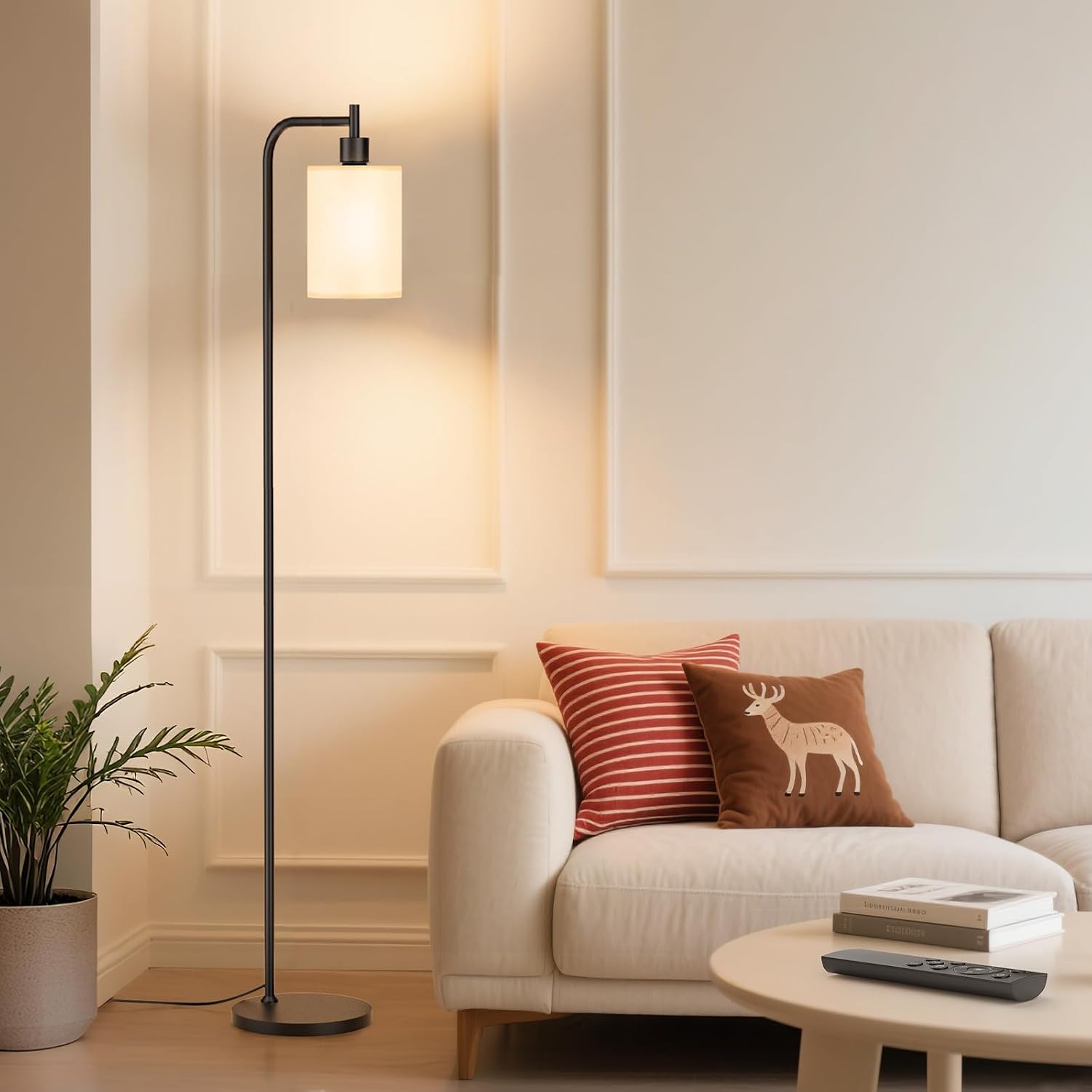 Detalle de SIBRILLE Floor Lamp with Linen Shade, Remote Dimming and 3 Colour Temperatures