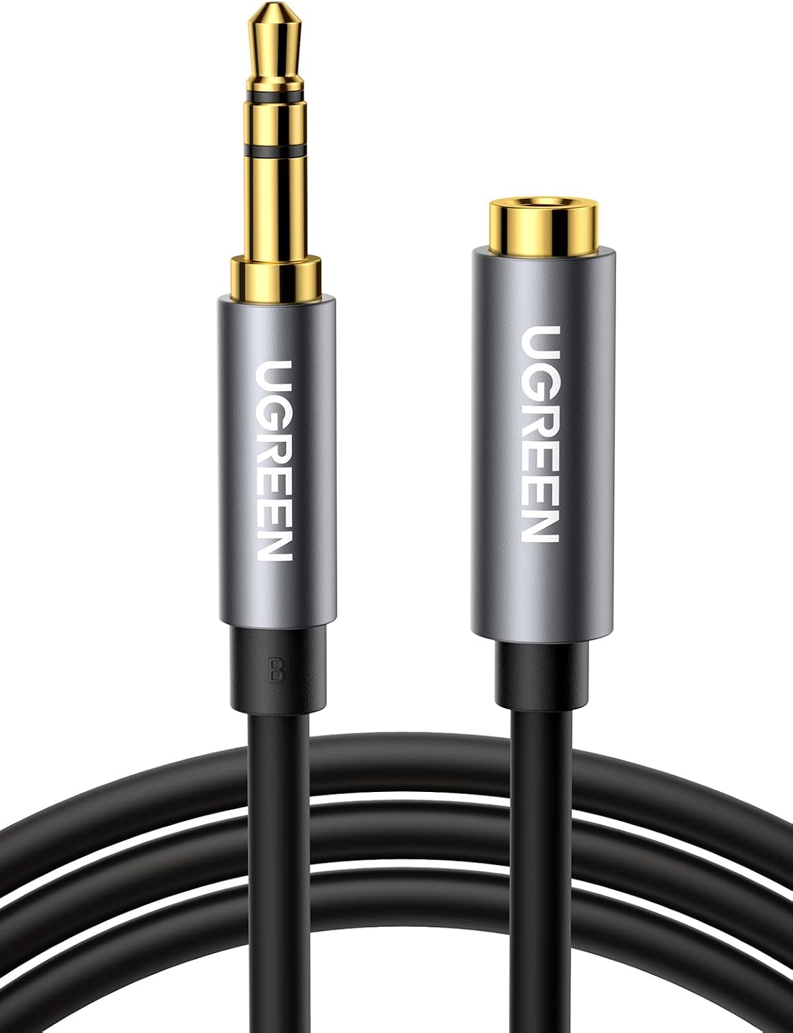 Detalle de UGREEN 10595 3.5mmオーディオ延長ケーブル 3m・3極TRS・金メッキ端子