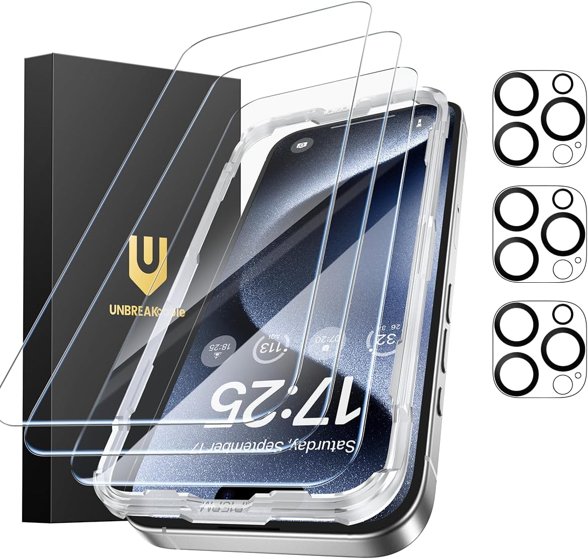 Detalle de UNBREAKcable Panzerglas Schutzfolie iPhone 15 Pro 3er Set