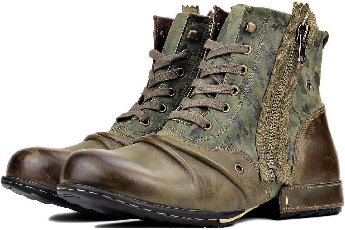 Detalle de COWSDELLA Herren Echtes Leder Chukka Stiefel mit Reißverschluss 5008-8-DE-R – robust, vielseitig und stylisch