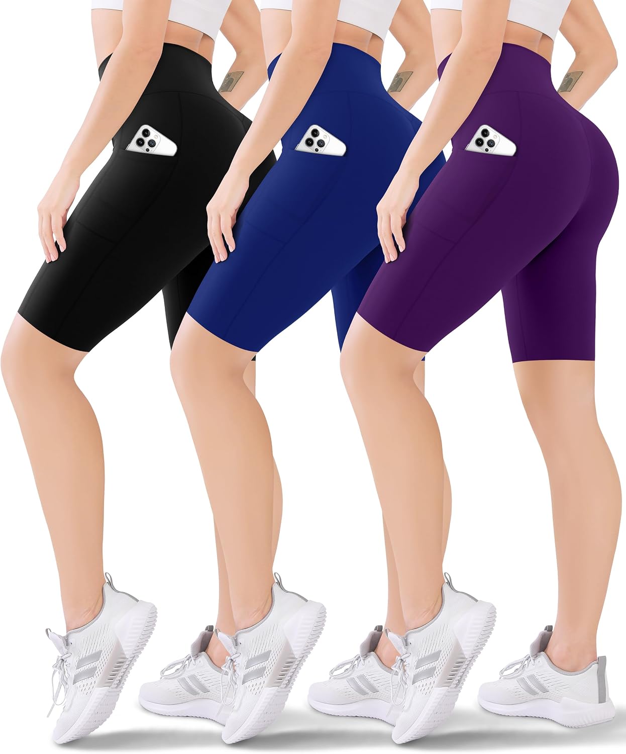 Detalle de Blisset Women's High-Waisted Capri Leggings, Tummy Control & Side Pockets