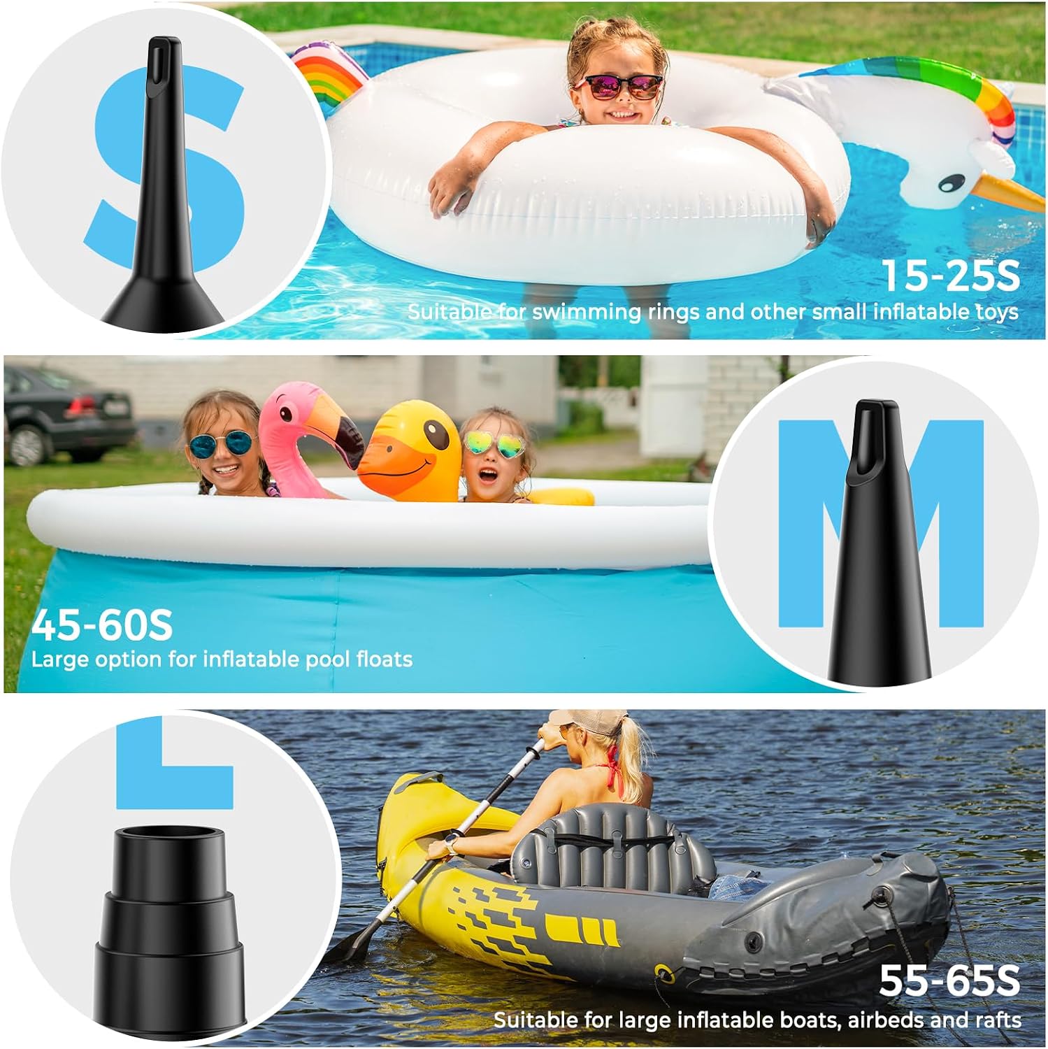 Detalle 1 de Portable Rechargeable Electric Air Pump (4000mAh) with 50W Motor and 3 Nozzles