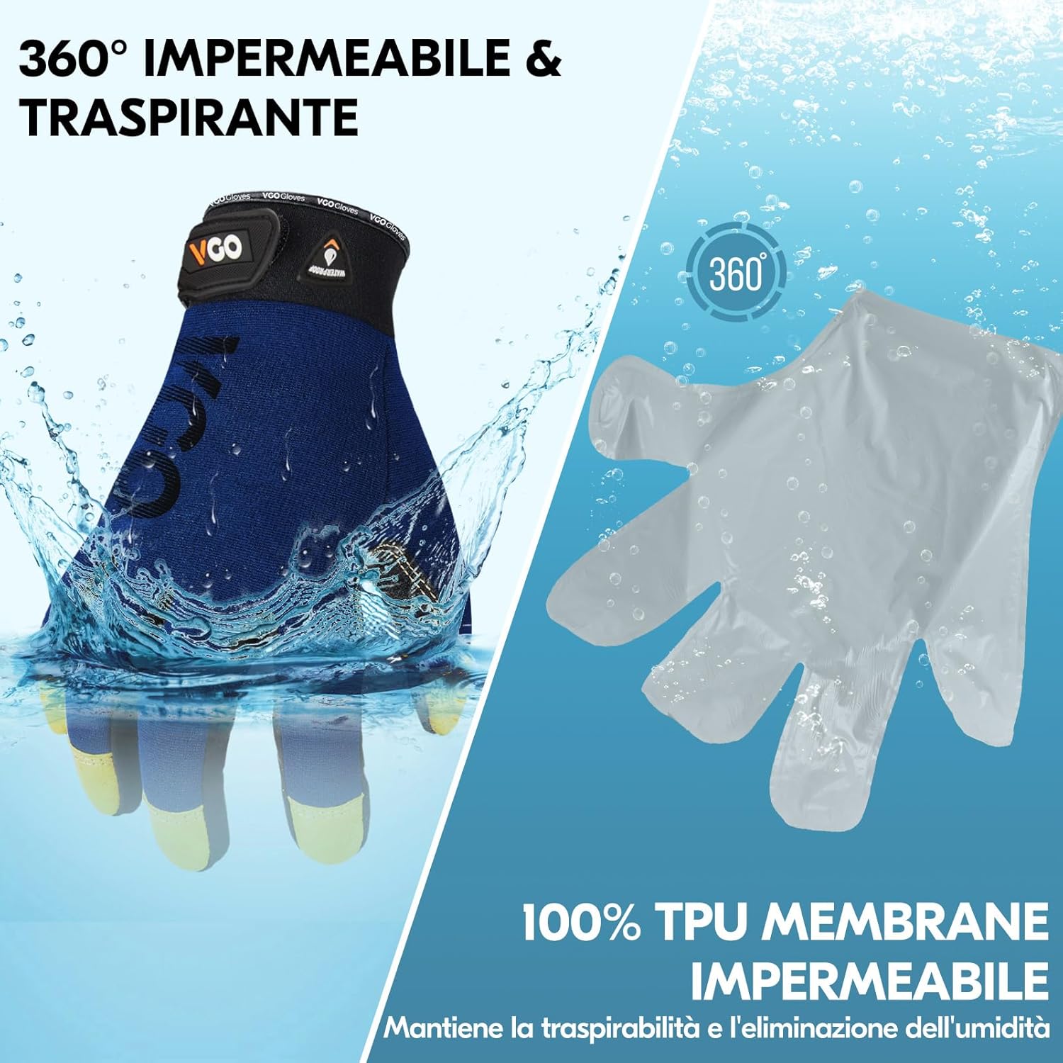 Thumbnail 2 de Vgo... Guanti invernali impermeabili da lavoro con isolamento e touchscreen (1 paio, M)