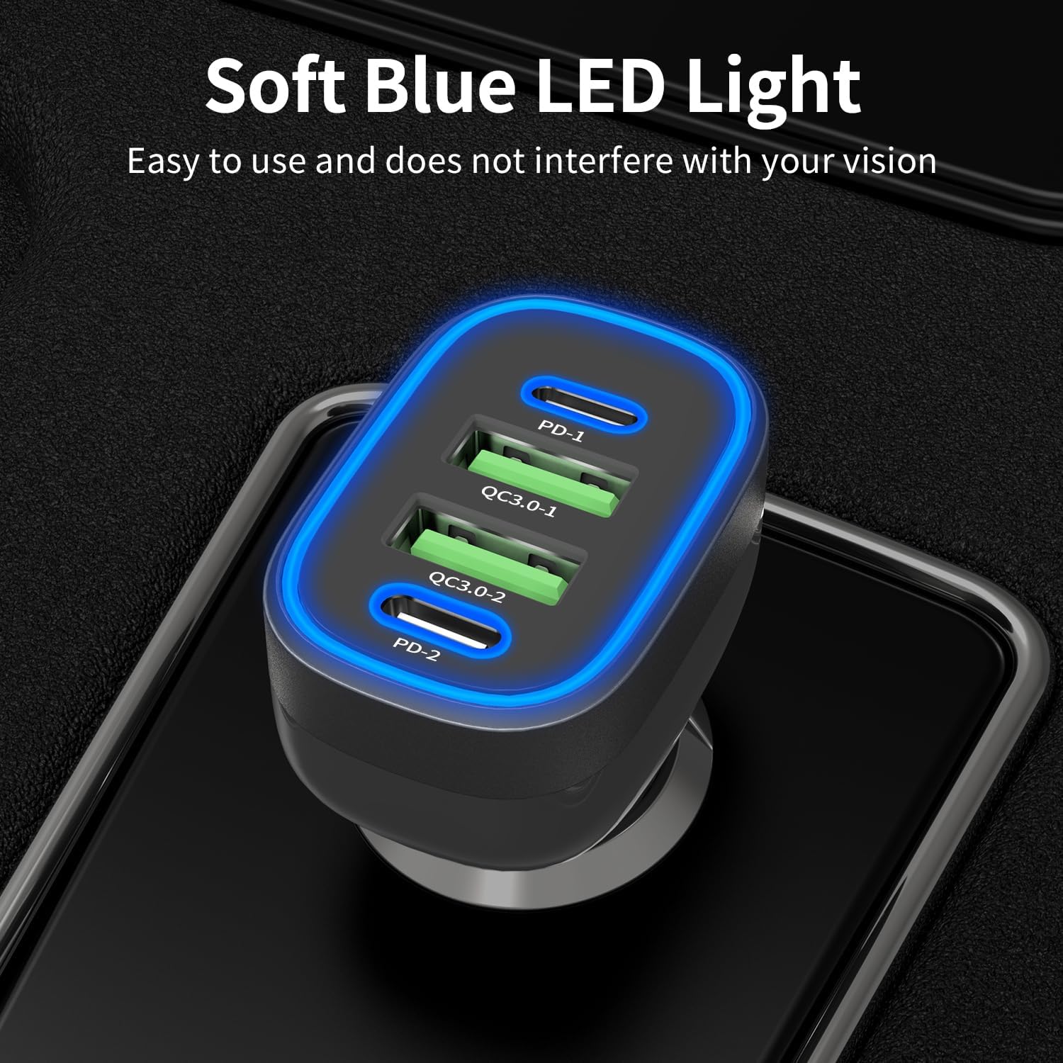 Thumbnail 5 de 90W 4-in-1 USB-C Super Fast Car Charger (Dual 45W USB-C PD + QC 3.0) for iPhone, iPad, Samsung Galaxy S26, Pixel & more