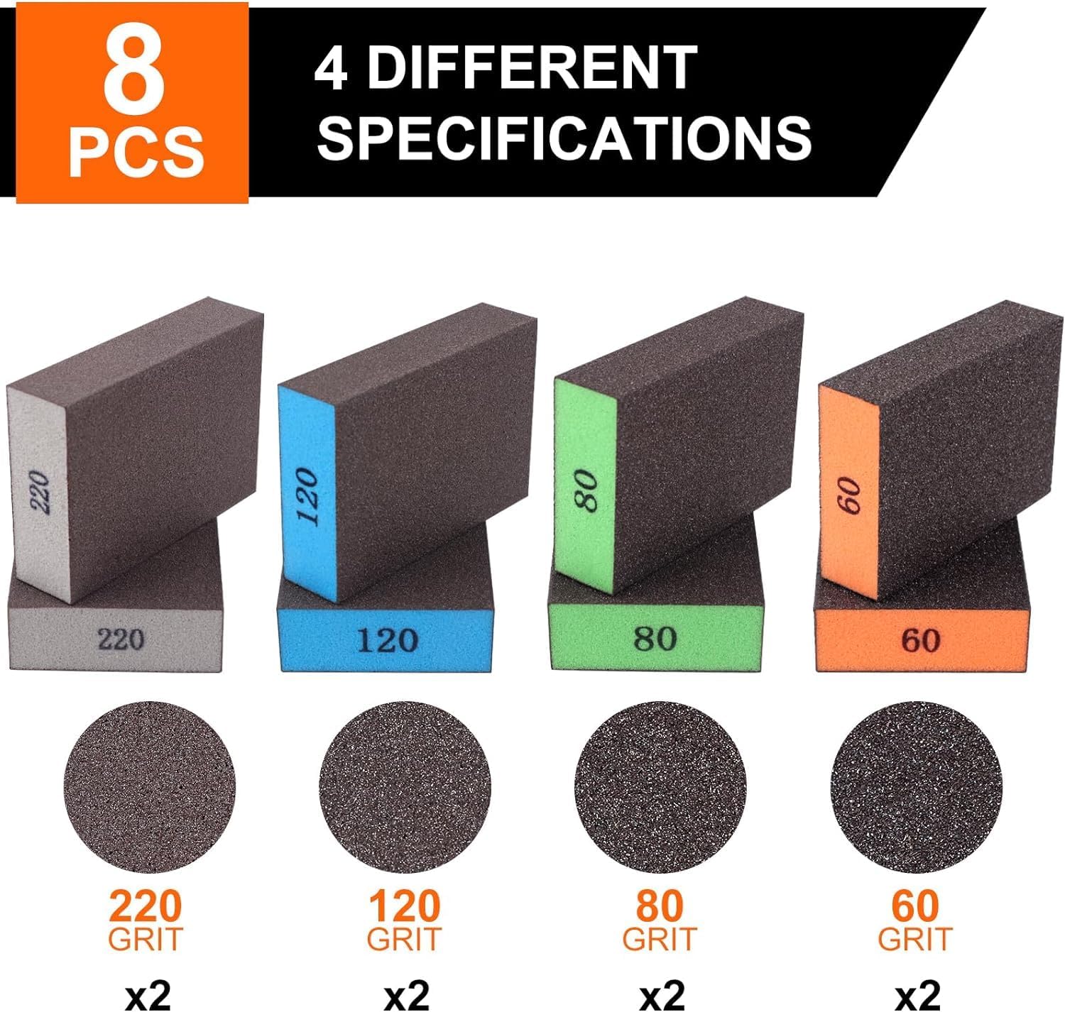 Detalle de Romeda Sanding Sponges, 8-Pack with 60/80/120/220 Grits