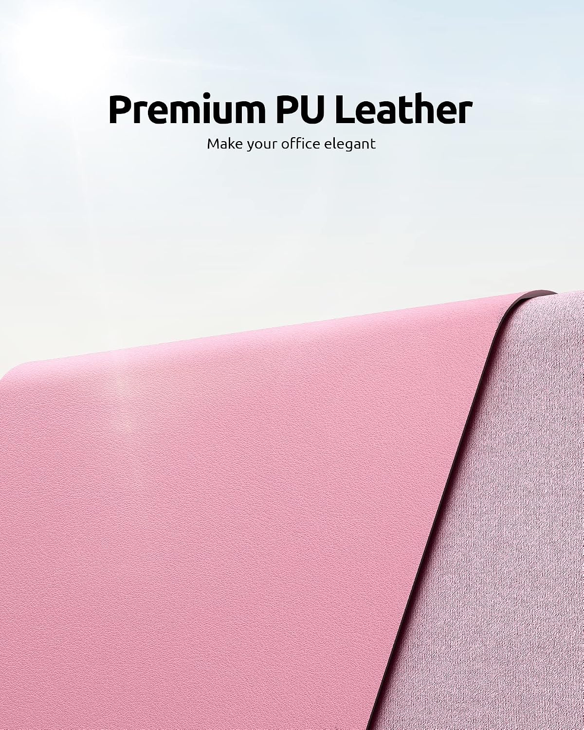 Detalle de YSAGi Schreibtischunterlage 80x40 cm aus PU-Leder (Premium Leder Mauspad XXL) – rutschfeste Schreibunterlage in Pink