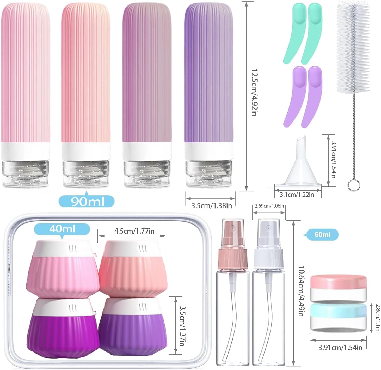 Detalle 2 de NuvaConx 18-pack travel bottles TSA-approved toiletry set