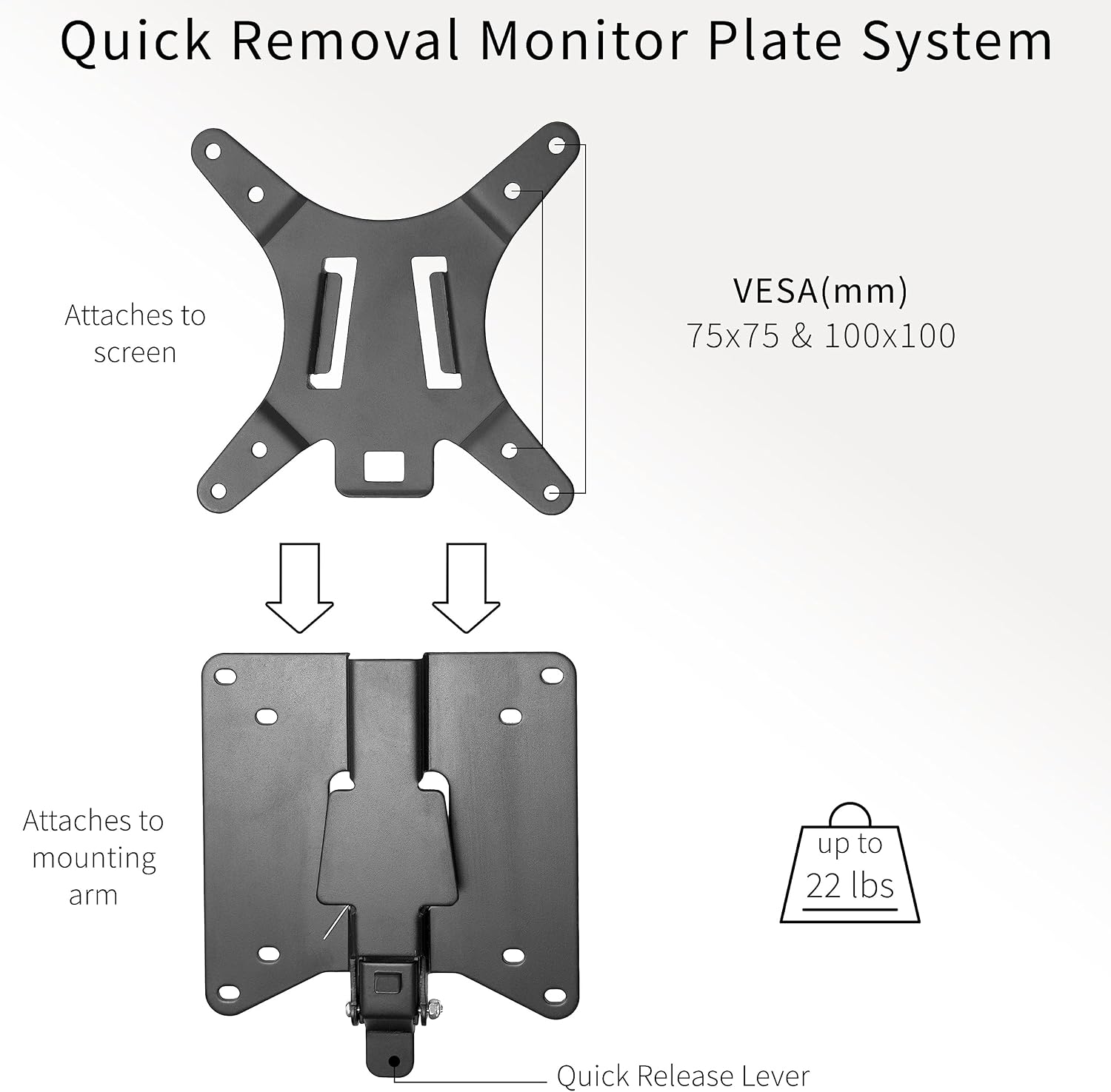 Detalle de VIVO STAND-VAD2 VESAクイックリリースブラケットキット 75×75・100×100mm対応