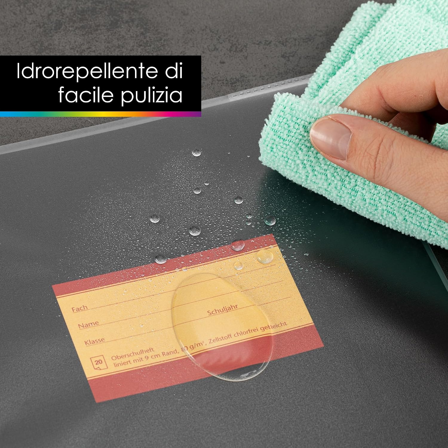 Detalle de OfficeTree Copertine Trasparenti A4 25x – Foderine per Quaderni in Plastica PP Ecologica, Resistente allo Sporco e all'Acqua