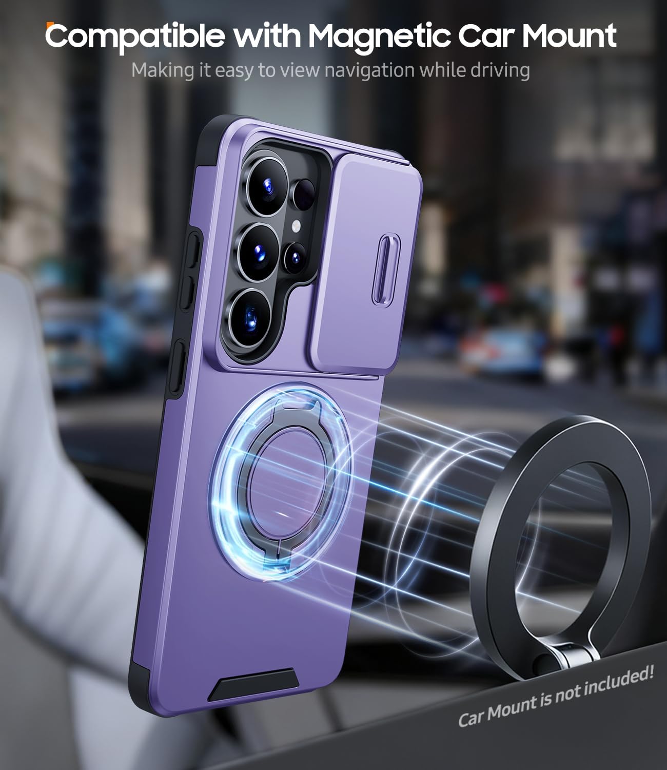Detalle 2 de JAME for Samsung Galaxy S26 Ultra Case with Ring Holder, Slide Camera Cover, and Screen Protector