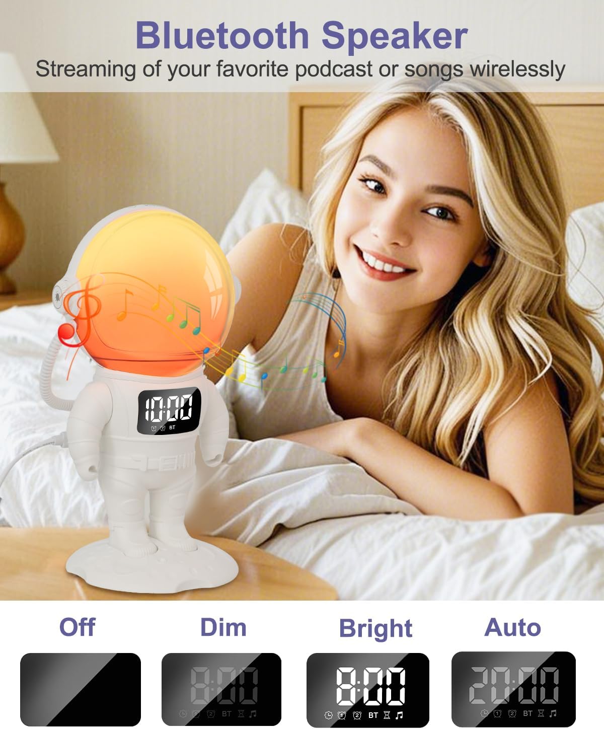 Detalle 2 de OQIMAX Sunrise lichtwekker met zonsopgangsimulatie, Bluetooth en 22 lichtstanden