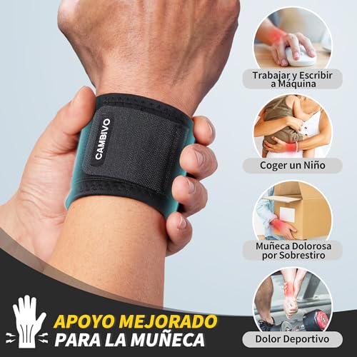 Detalle de CAMBIVO Muñequeras Gym Ajustable 2Pcs: soporte cómodo para entrenamientos y uso diario