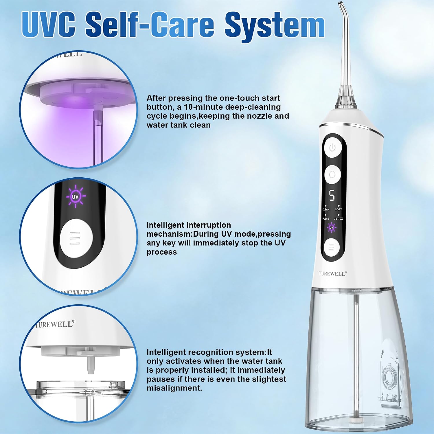 Detalle de TUREWELL Water Flosser, 300 mL Tank