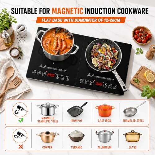 Thumbnail 7 de AMZCHEF Plaque Induction 2 Feux – Tables de cuisson à Induction avec Contrôle Indépendant, 3500 W