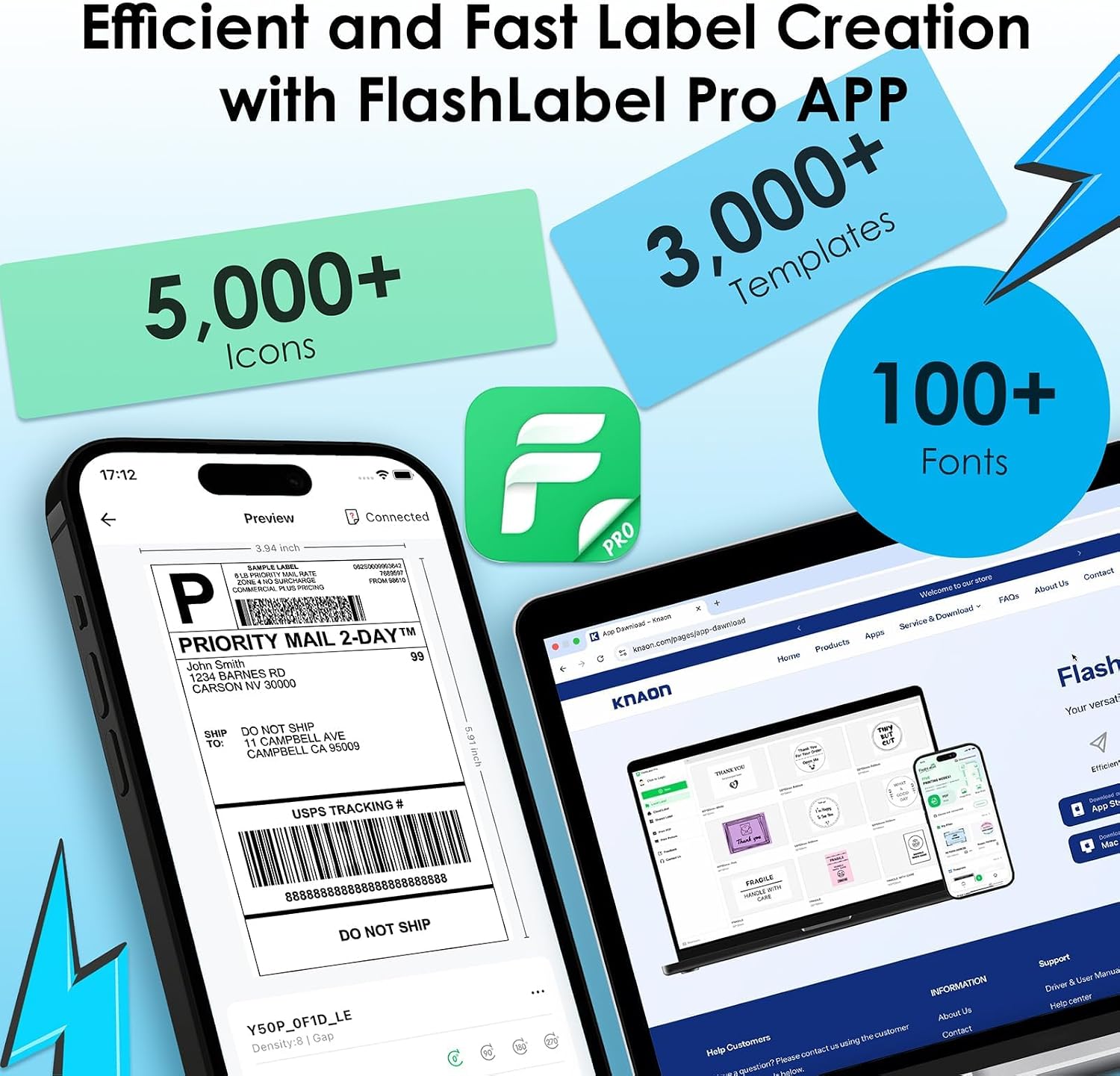 Thumbnail 5 de KNAON Label Printer Bluetooth Y41BT: Compact, versatile 4x6 shipping label printer for small business sellers