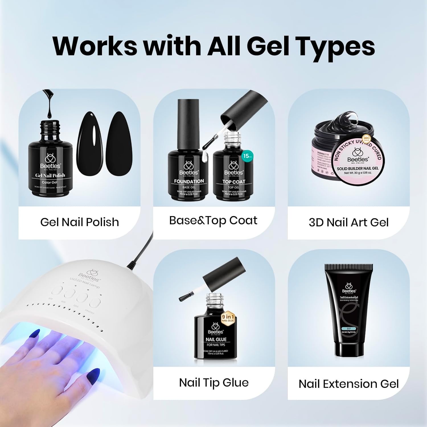 Thumbnail 6 de beetles Gel Polish Beetles UV Nail Lamp with 3 Timer Settings (30/60/120s) — White